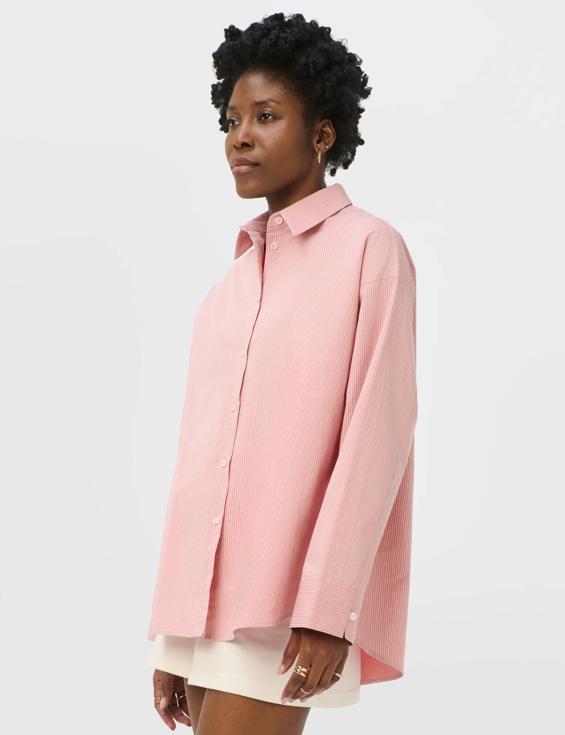 Pure Cotton Striped Oversized Shirt