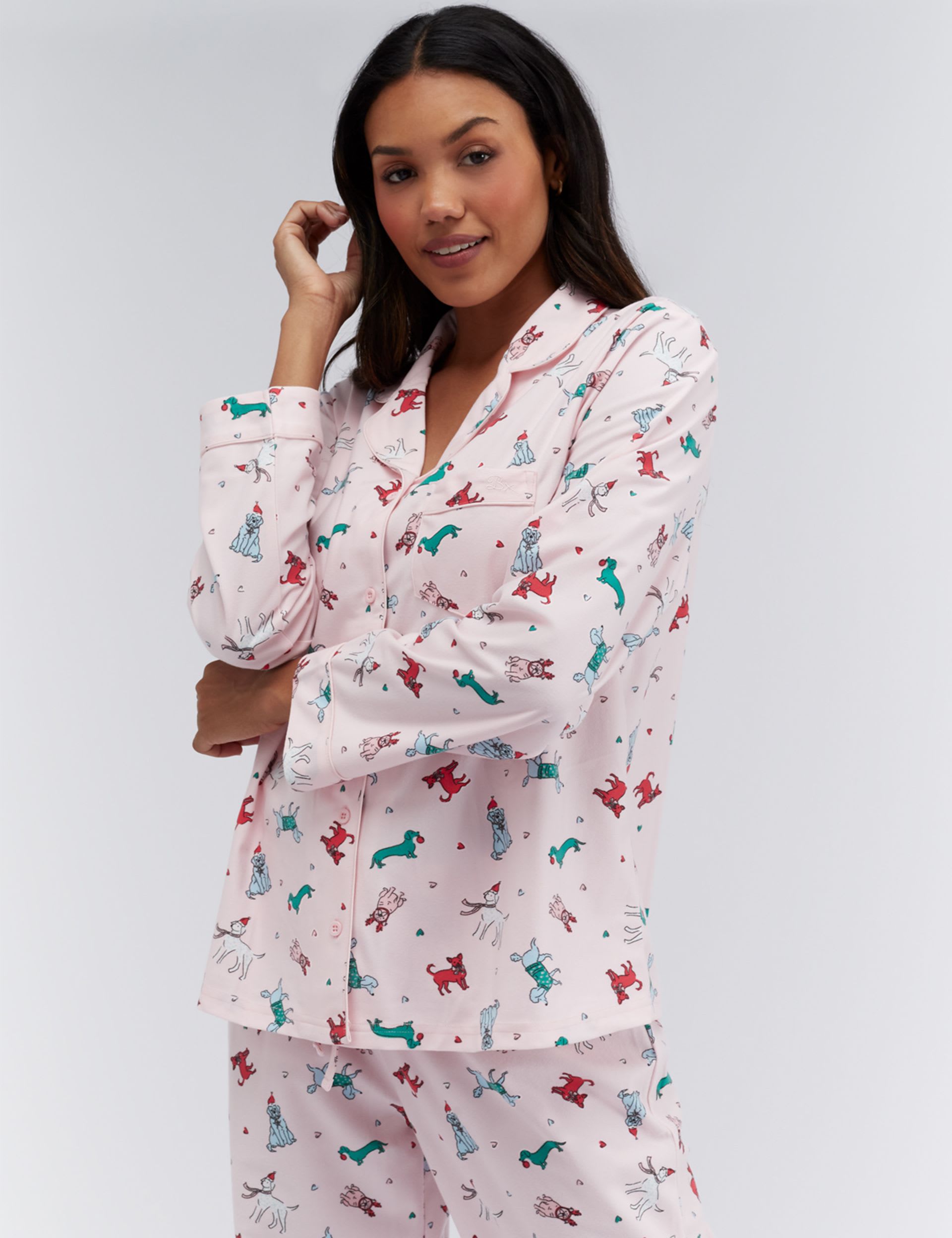 Fleece Dog Print Christmas Pyjamas in a Bag