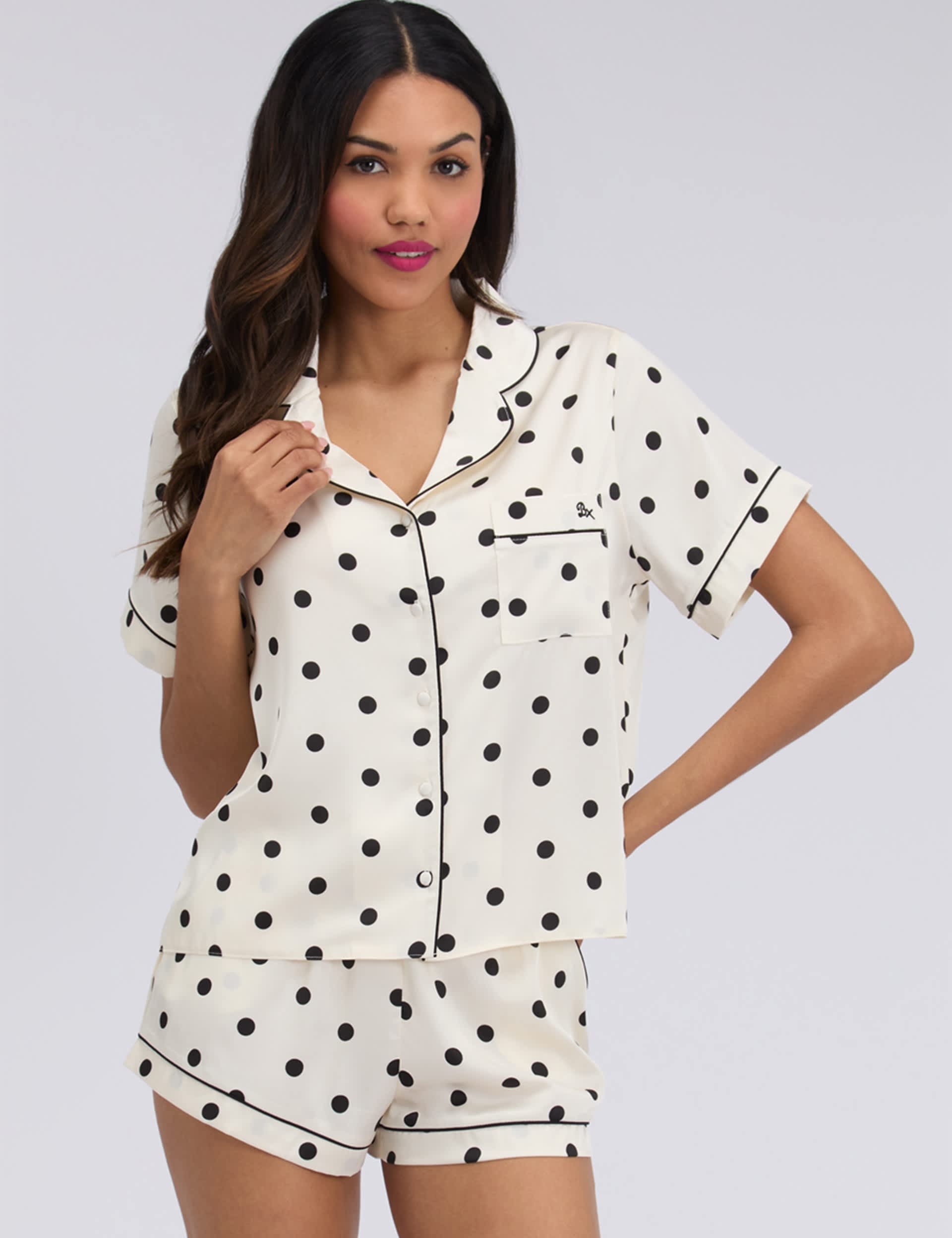 Satin Polka Dot Shortie Set