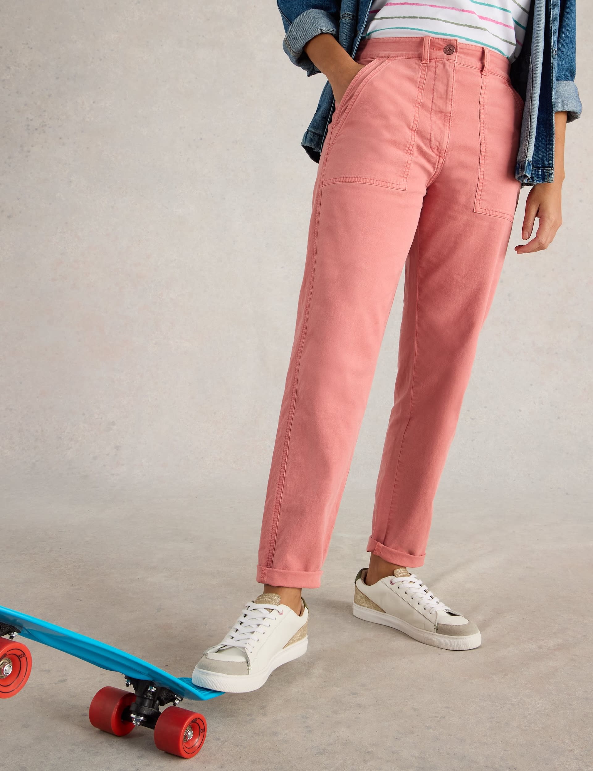 Cotton Rich Chinos With Linen