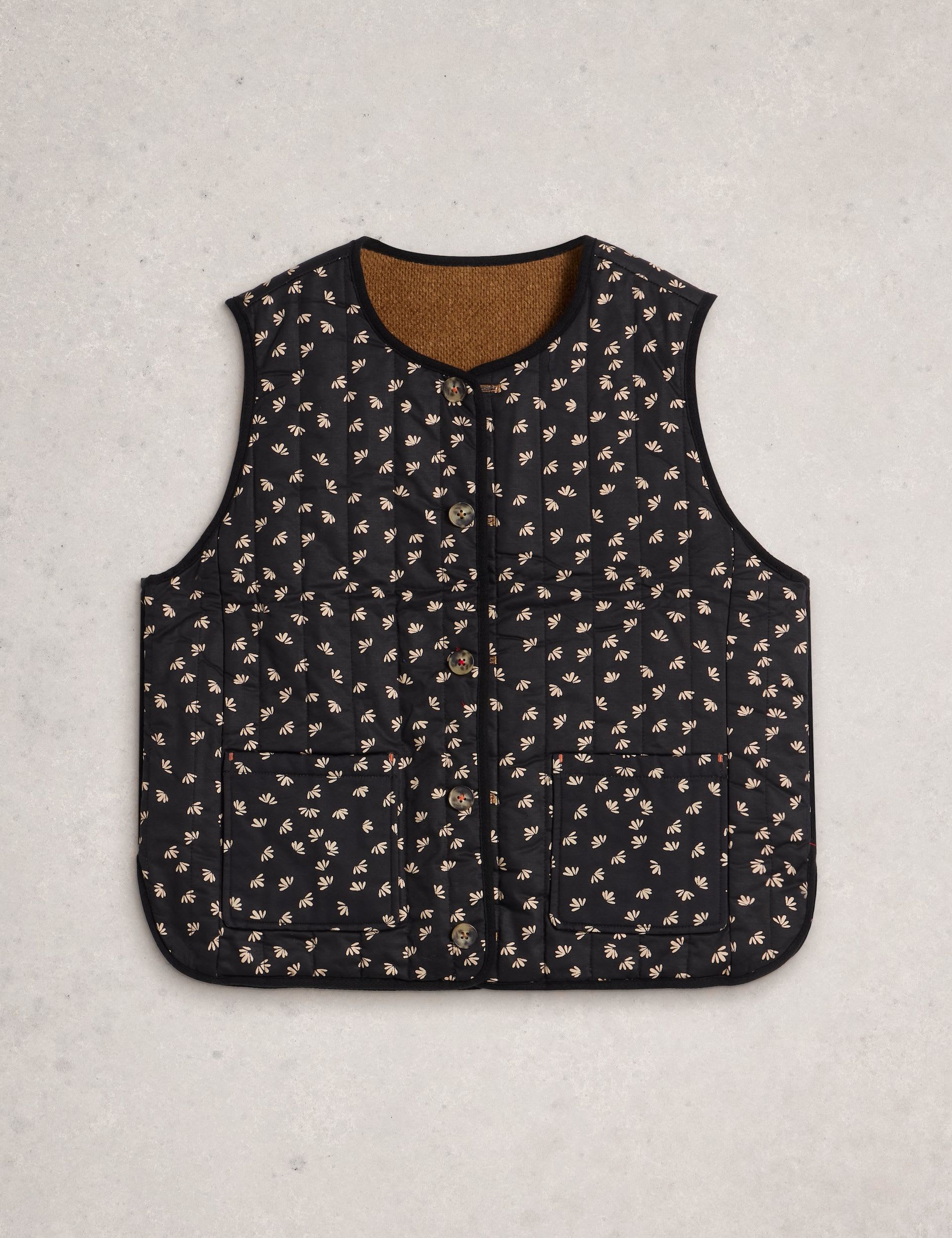 Pure Cotton Floral Quilted Reversible Gilet