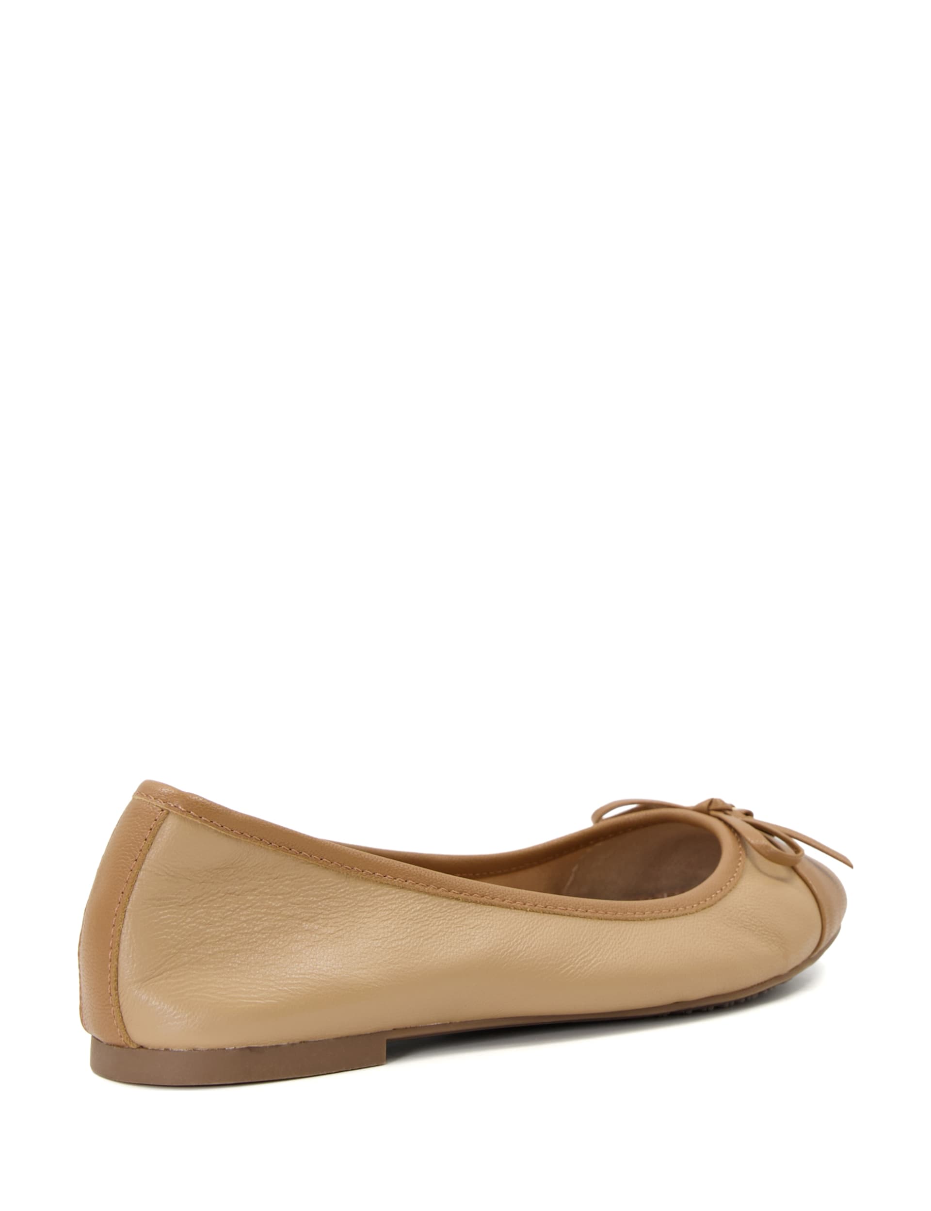 Leather Bow Flat Ballet Pumps Dune London M S