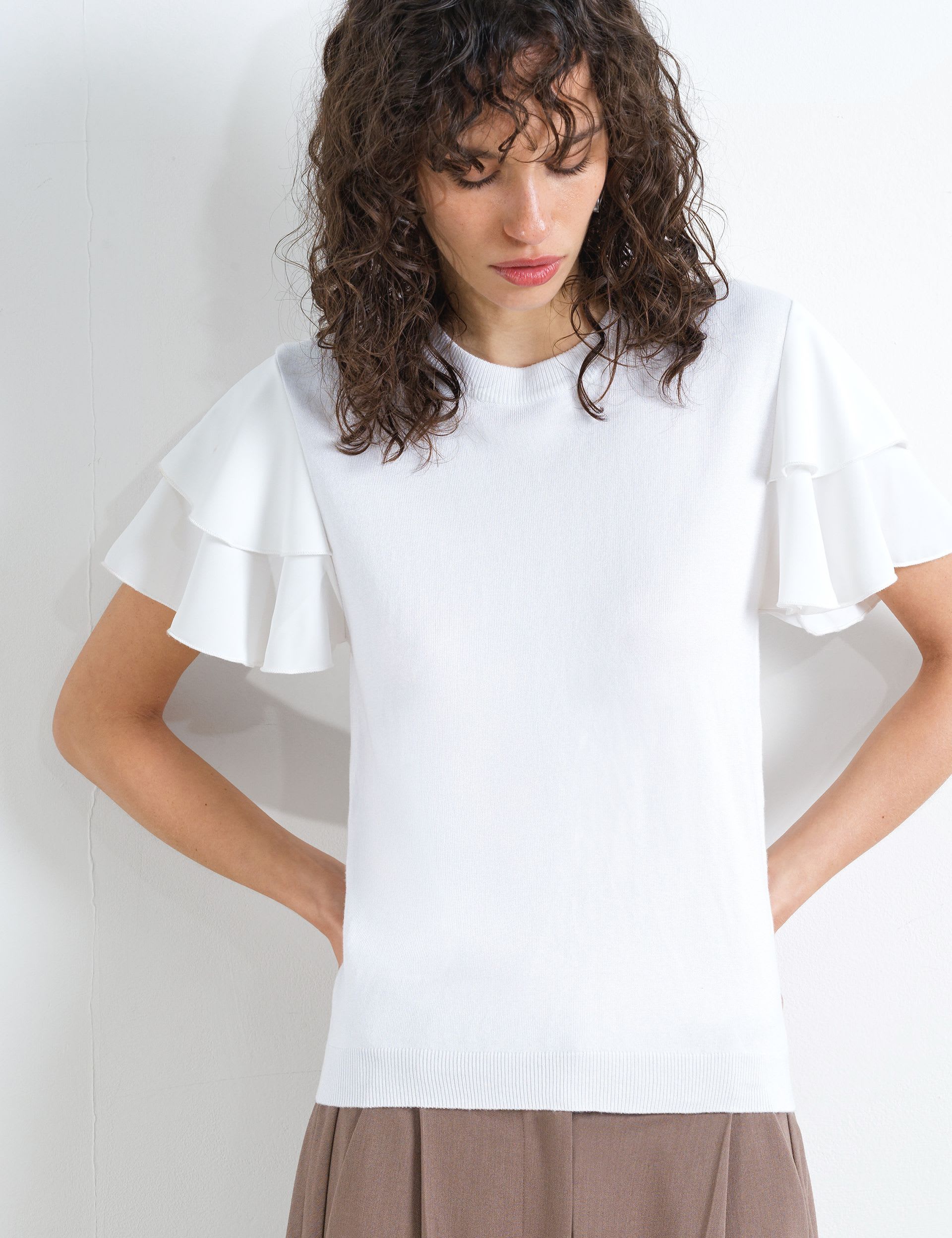 Textured Crew Neck Top