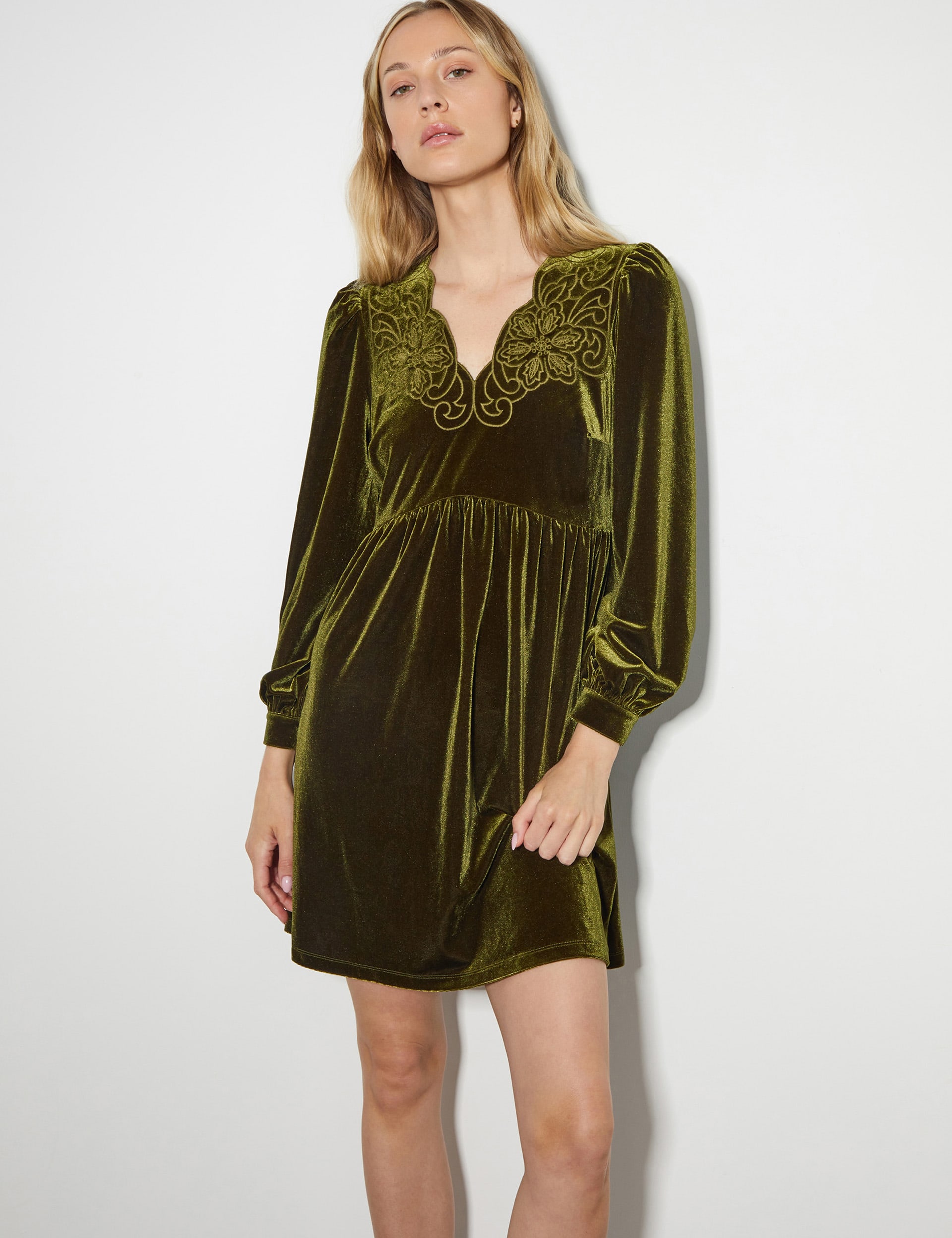 Velvet Embroidered Mini Shift Dress Monsoon M S