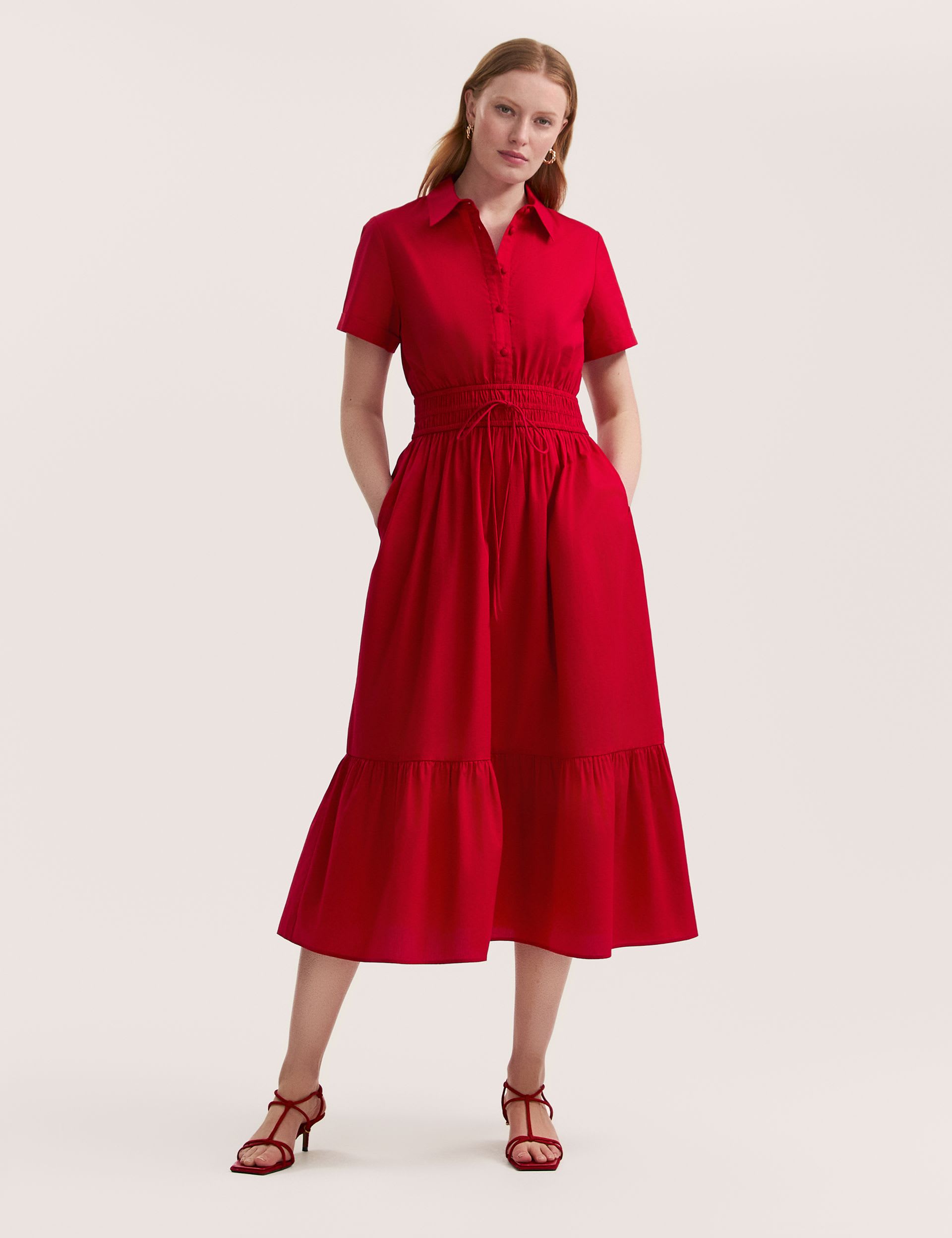 Pure Cotton Midi Shirt Dress