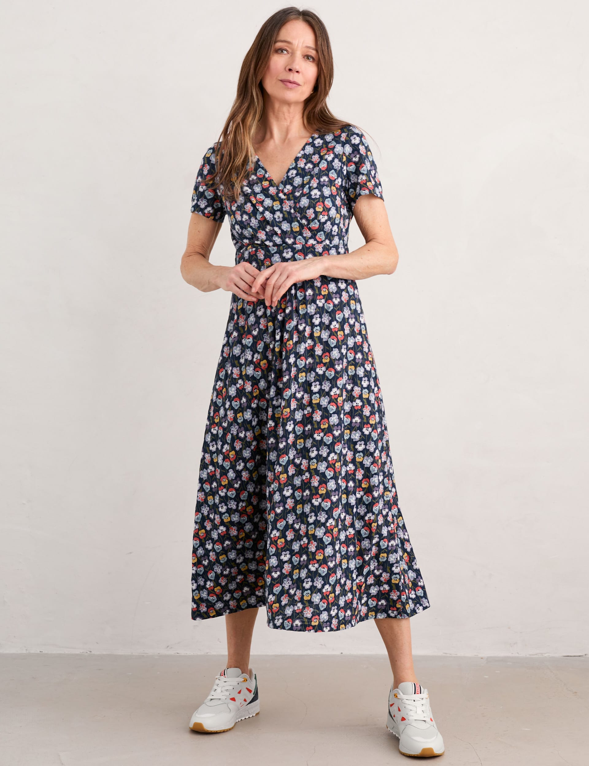 Pure Cotton Floral V-Neck Midi Waisted Dress | Seasalt Cornwall | M&S
