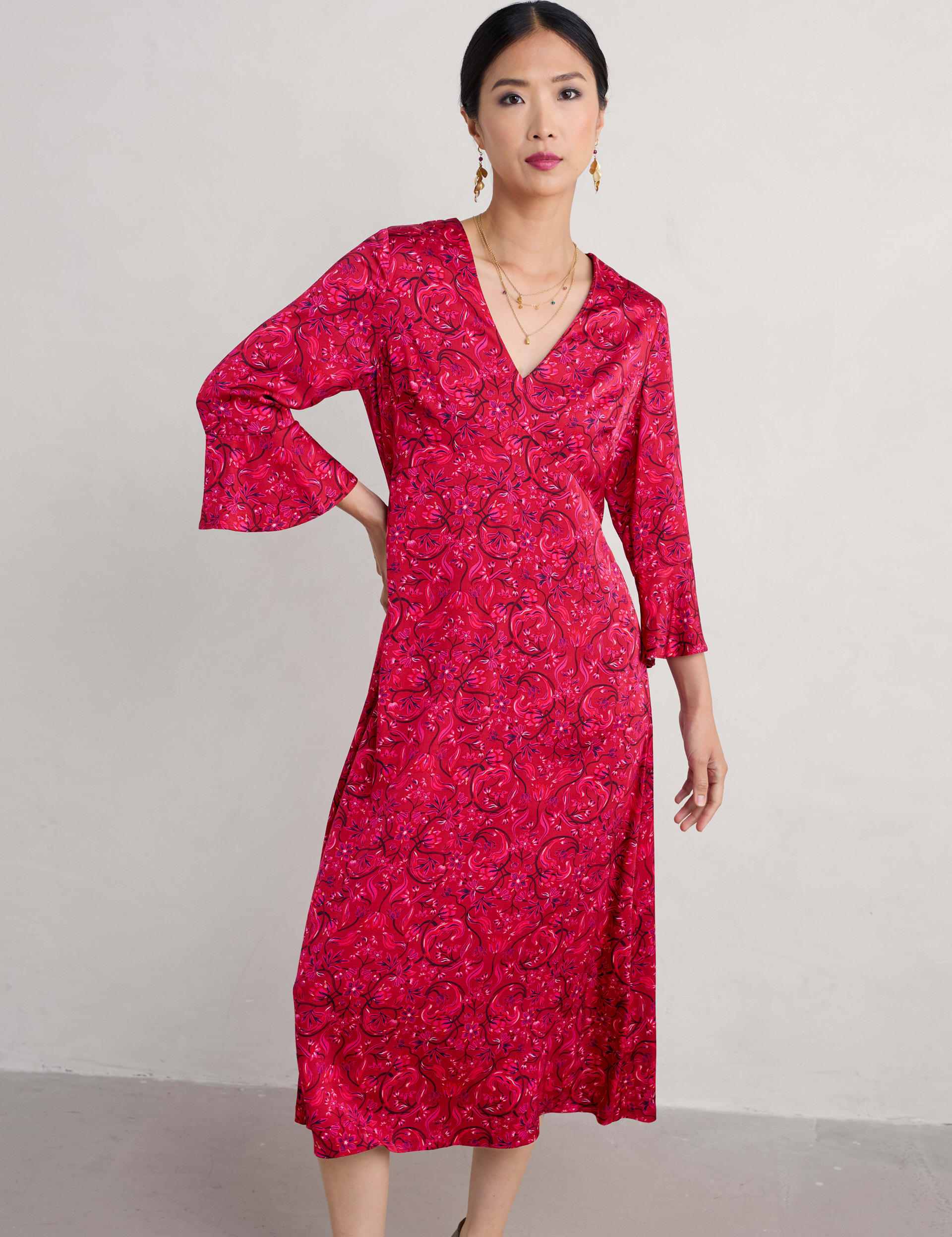 Floral V-Neck Midi Waisted Dress | Seasalt Cornwall | M&S