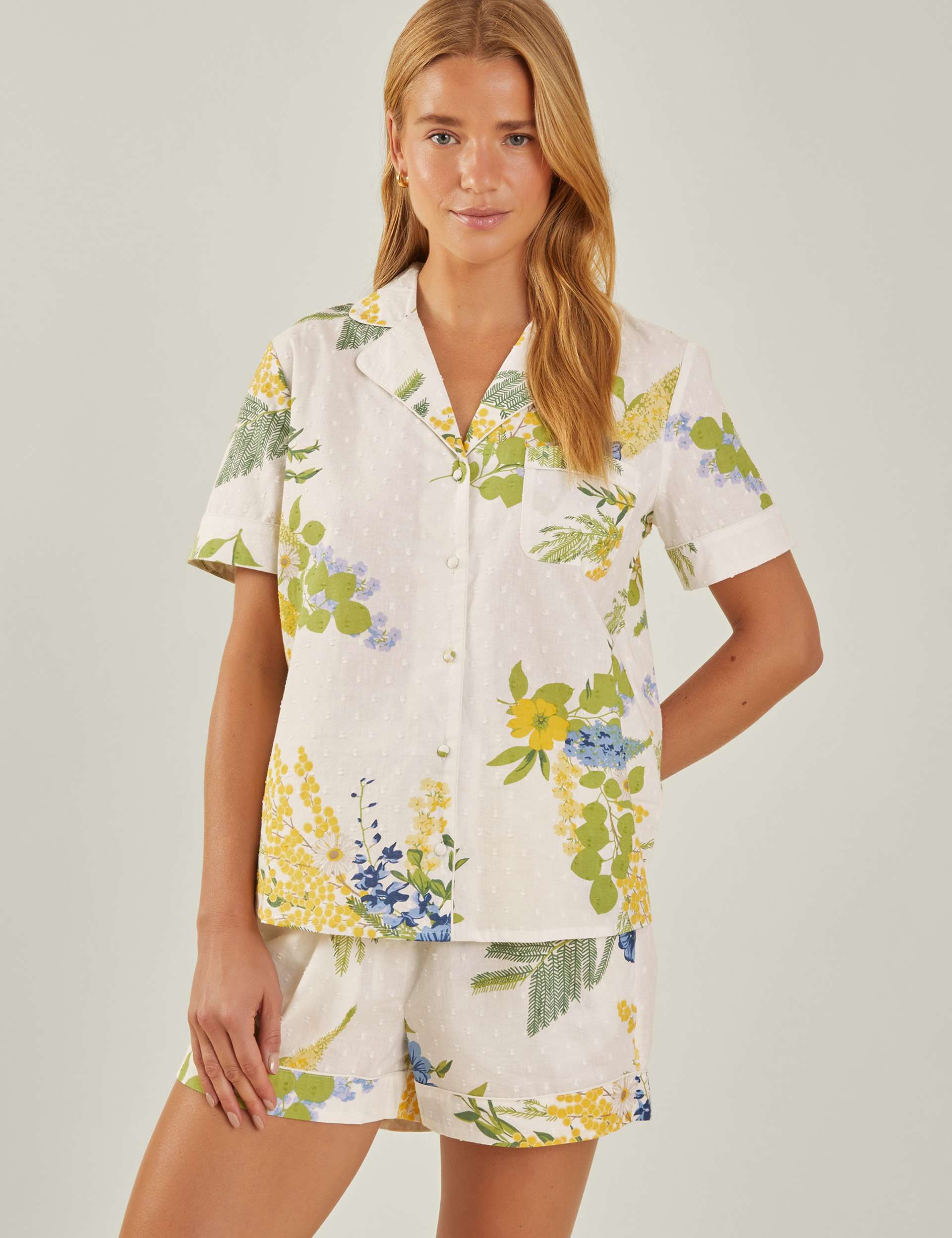 Pure Cotton Floral Print Shorts Pyjama Set