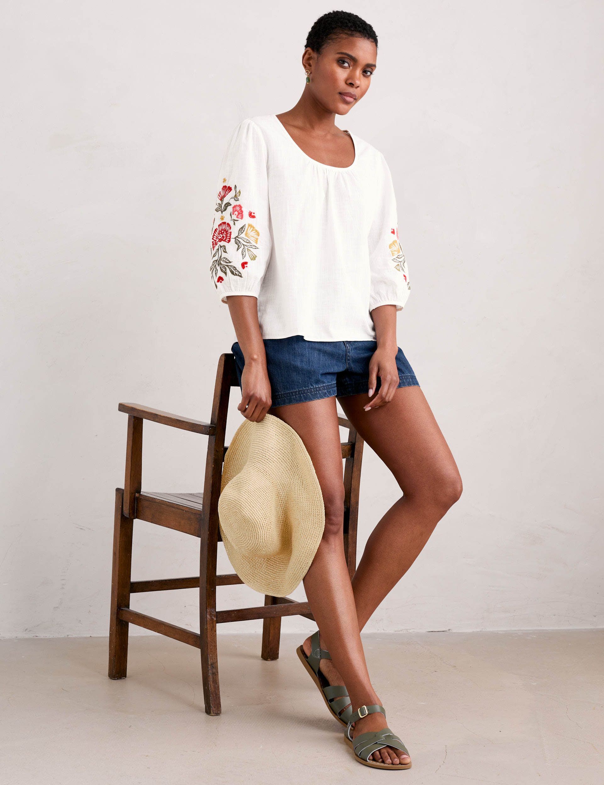 Pure Cotton Floral Embroidered Top | Seasalt Cornwall | M&S