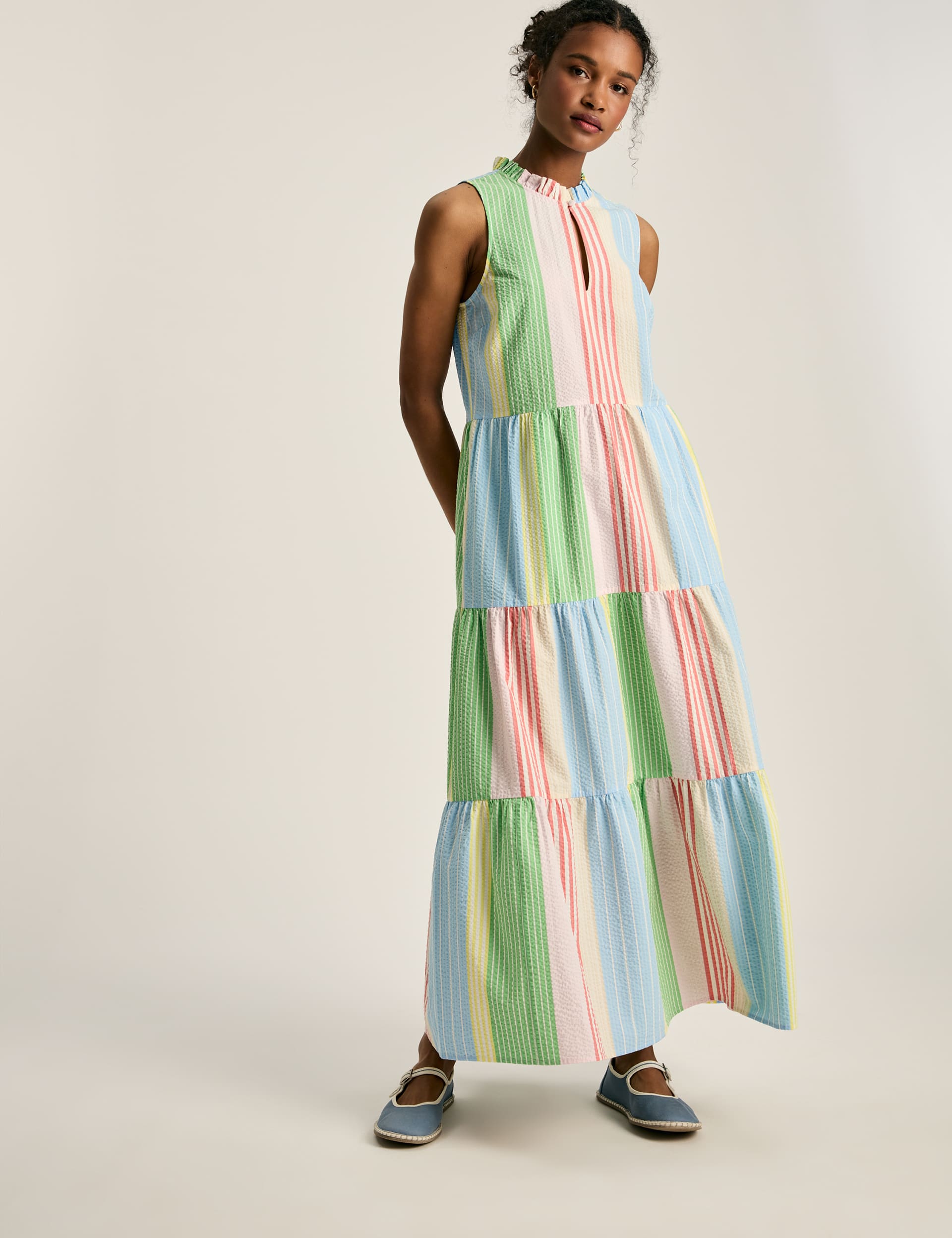 Colorful striped maxi dress sale