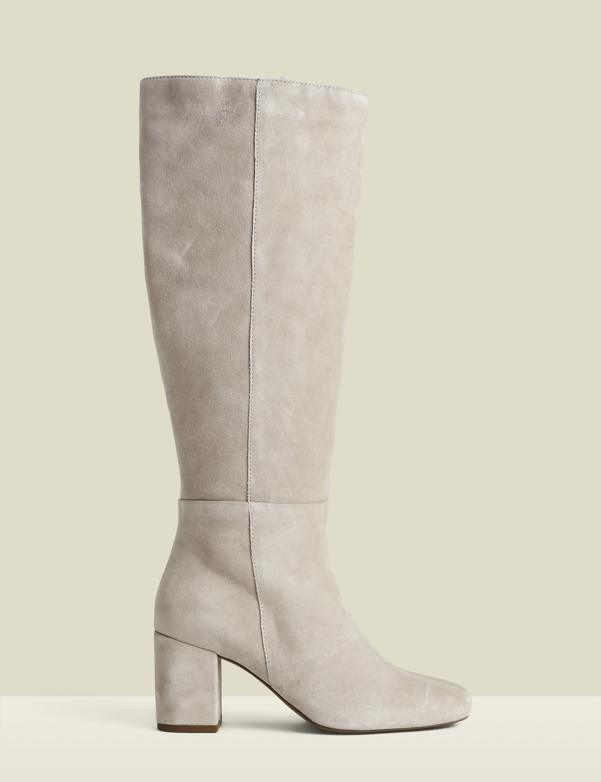 Suede Block Heel Round Toe Knee High Boots | SOSANDAR | M&S