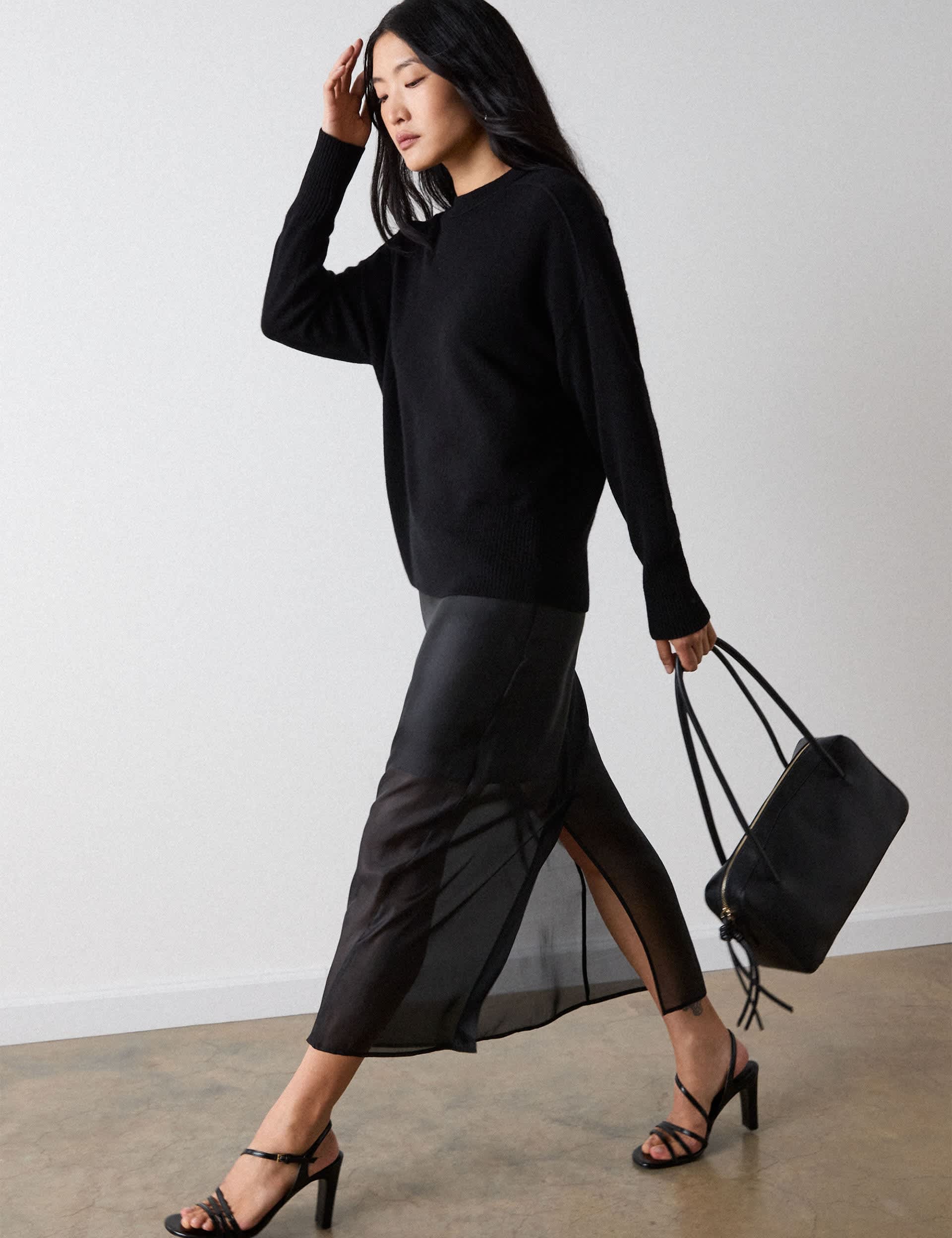 Pure Cashmere Seam Detail Knitted Top