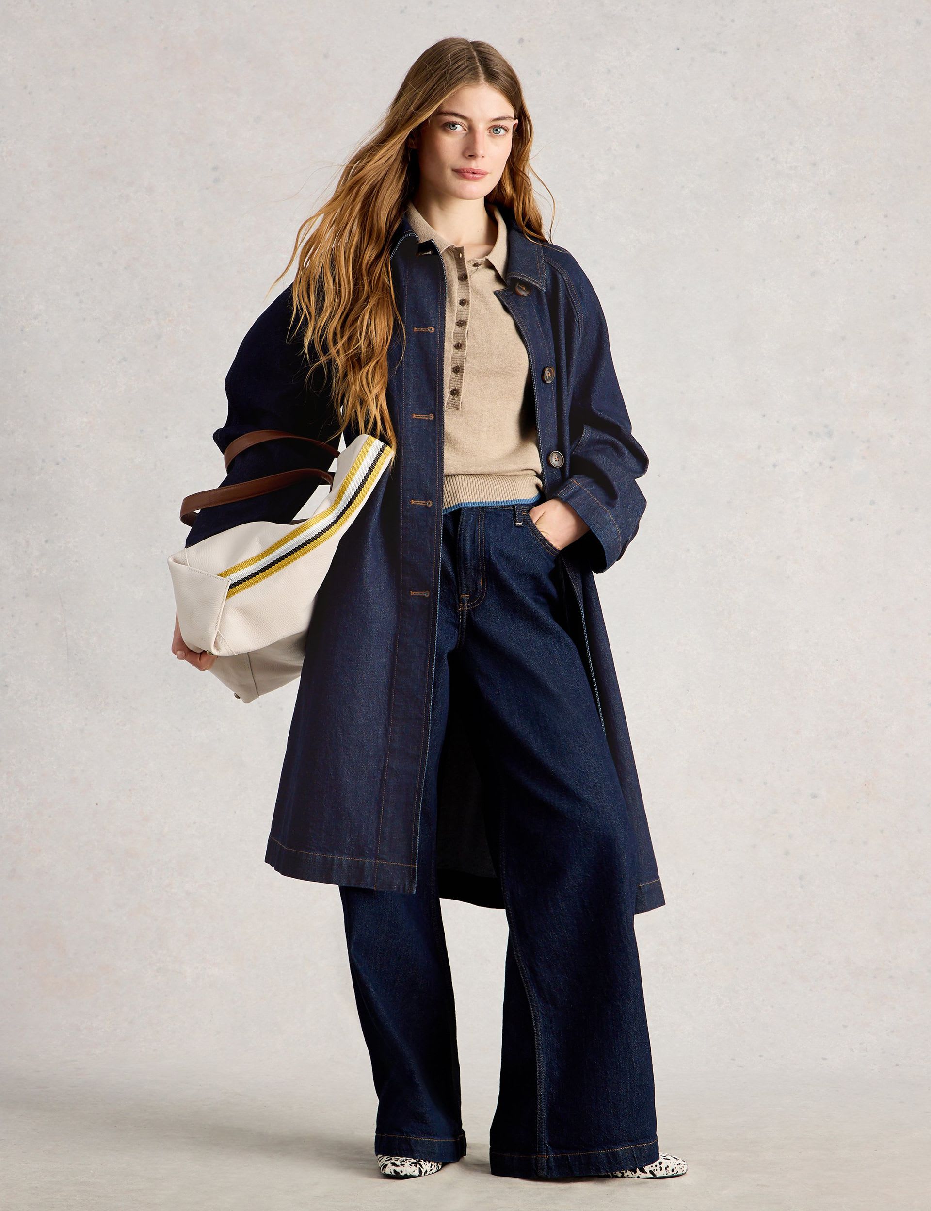 Denim Collared Longline Coat