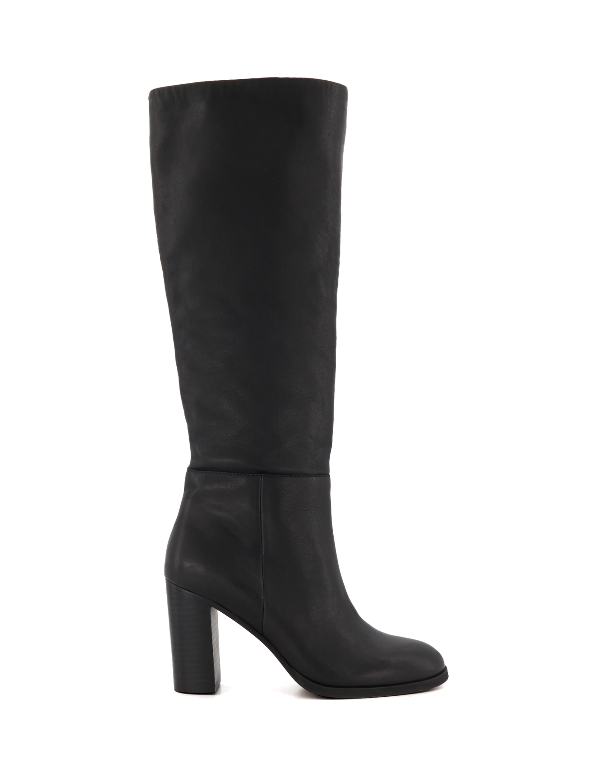 block heel leather knee high boots