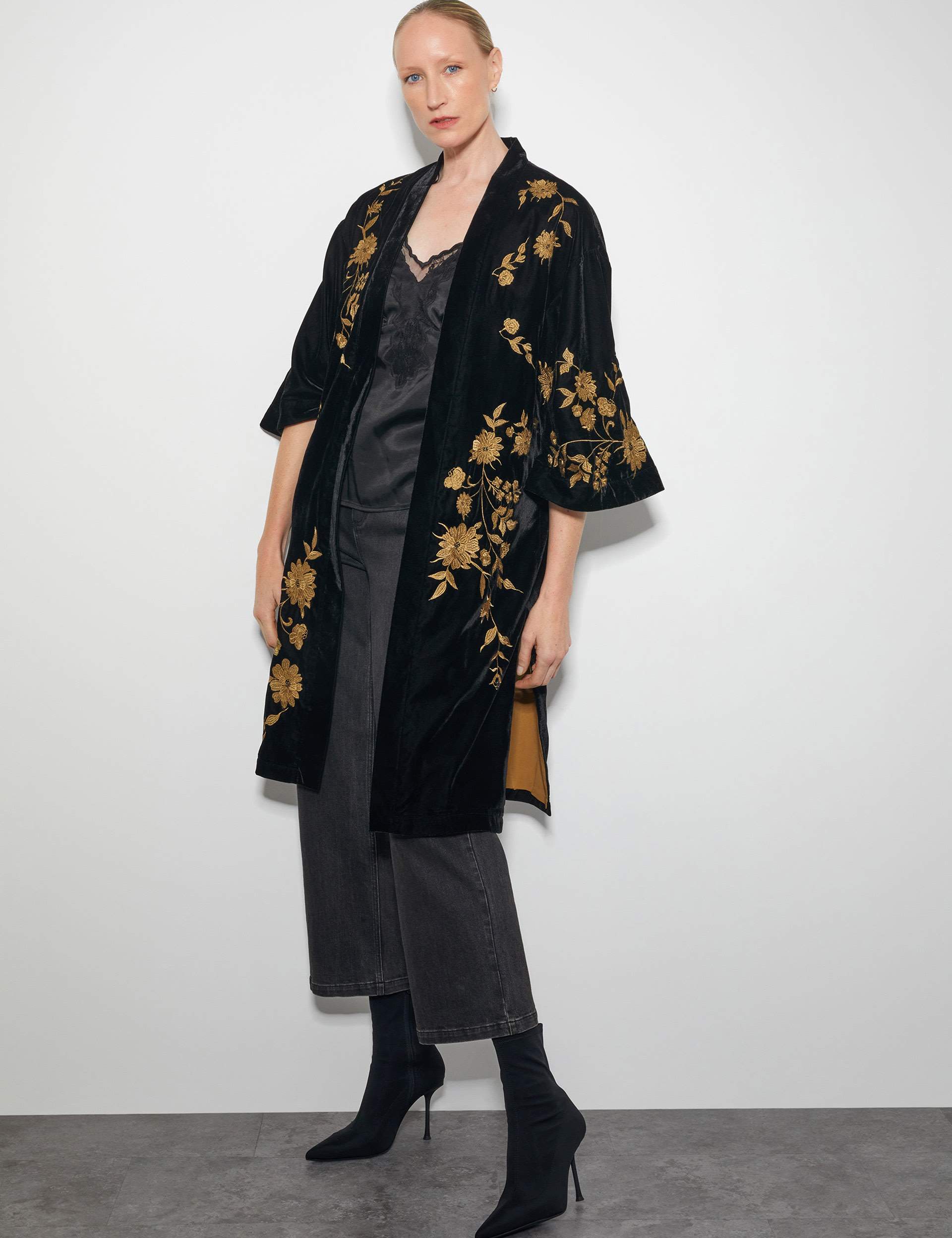 Velvet Floral Embroidered Kimono Monsoon M S
