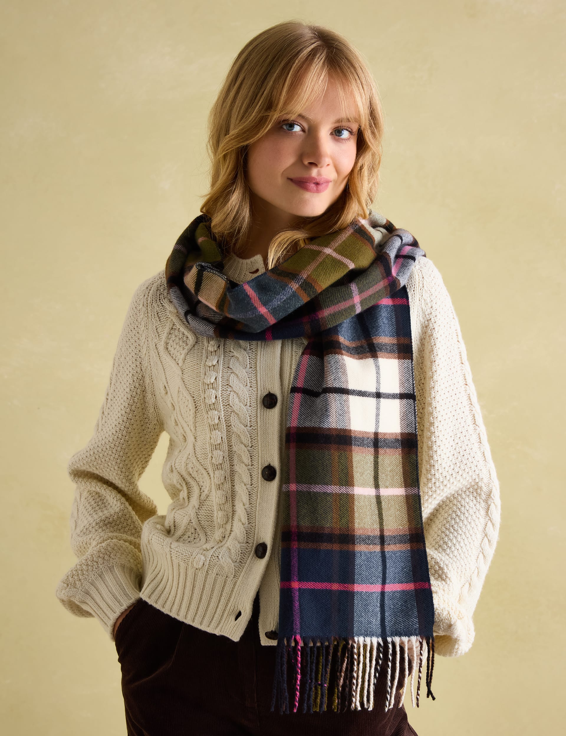 Checked Fringed Scarf | Joules | M&S