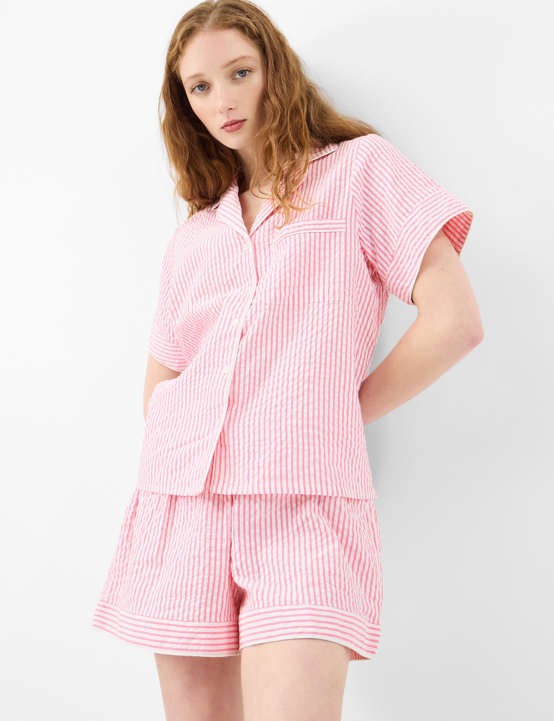 Pure Cotton Striped Shortie Set