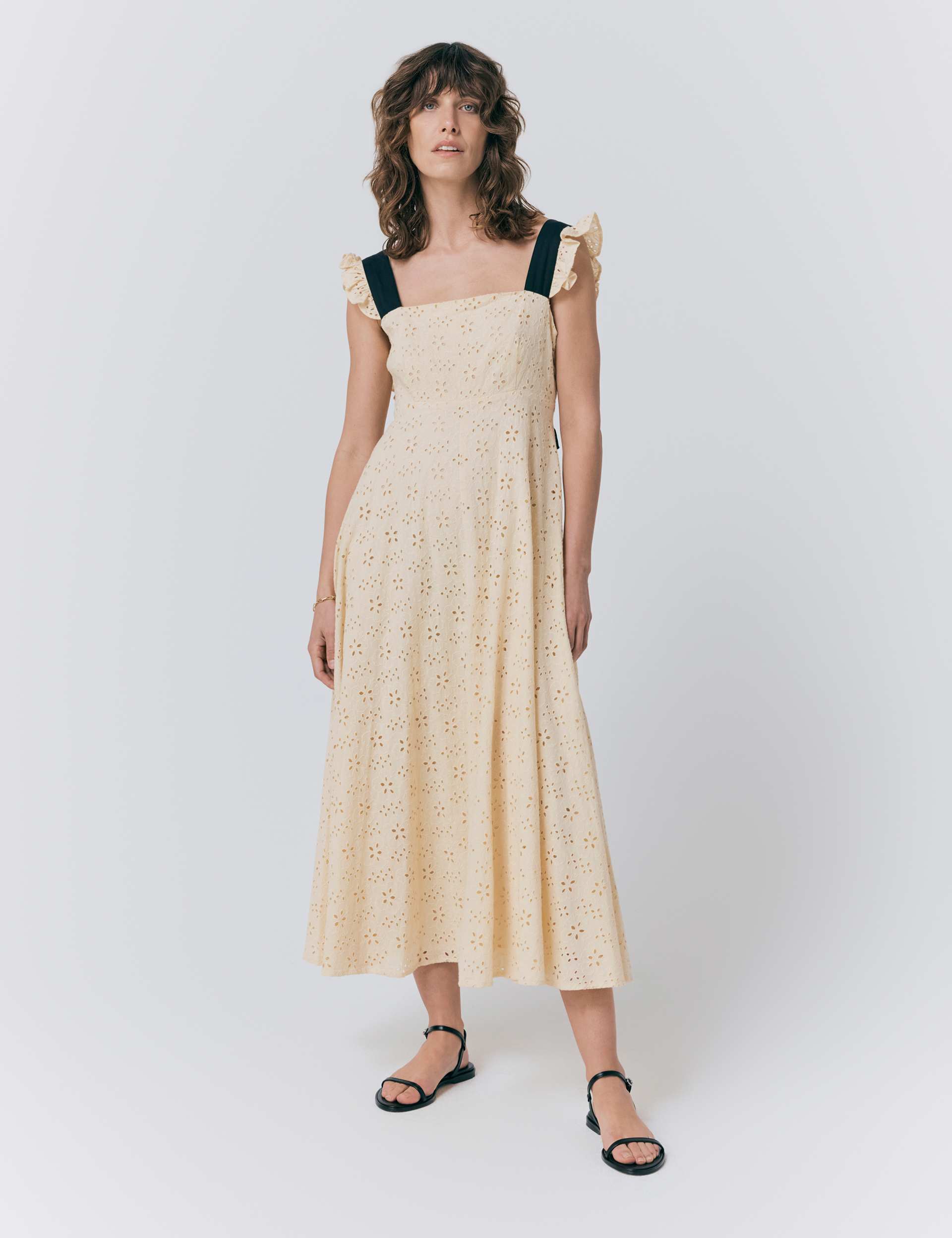 Pure Cotton Broderie Midaxi Skater Dress