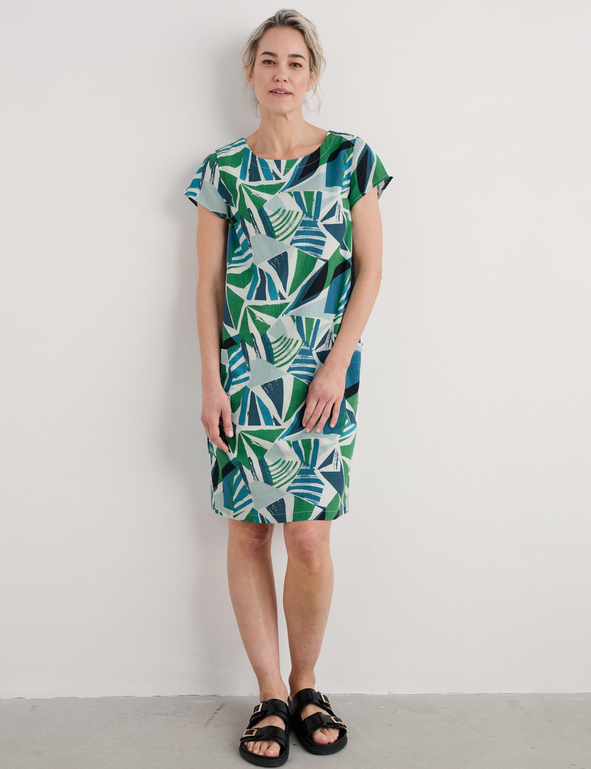Pure Cotton Geometric Shift Dress