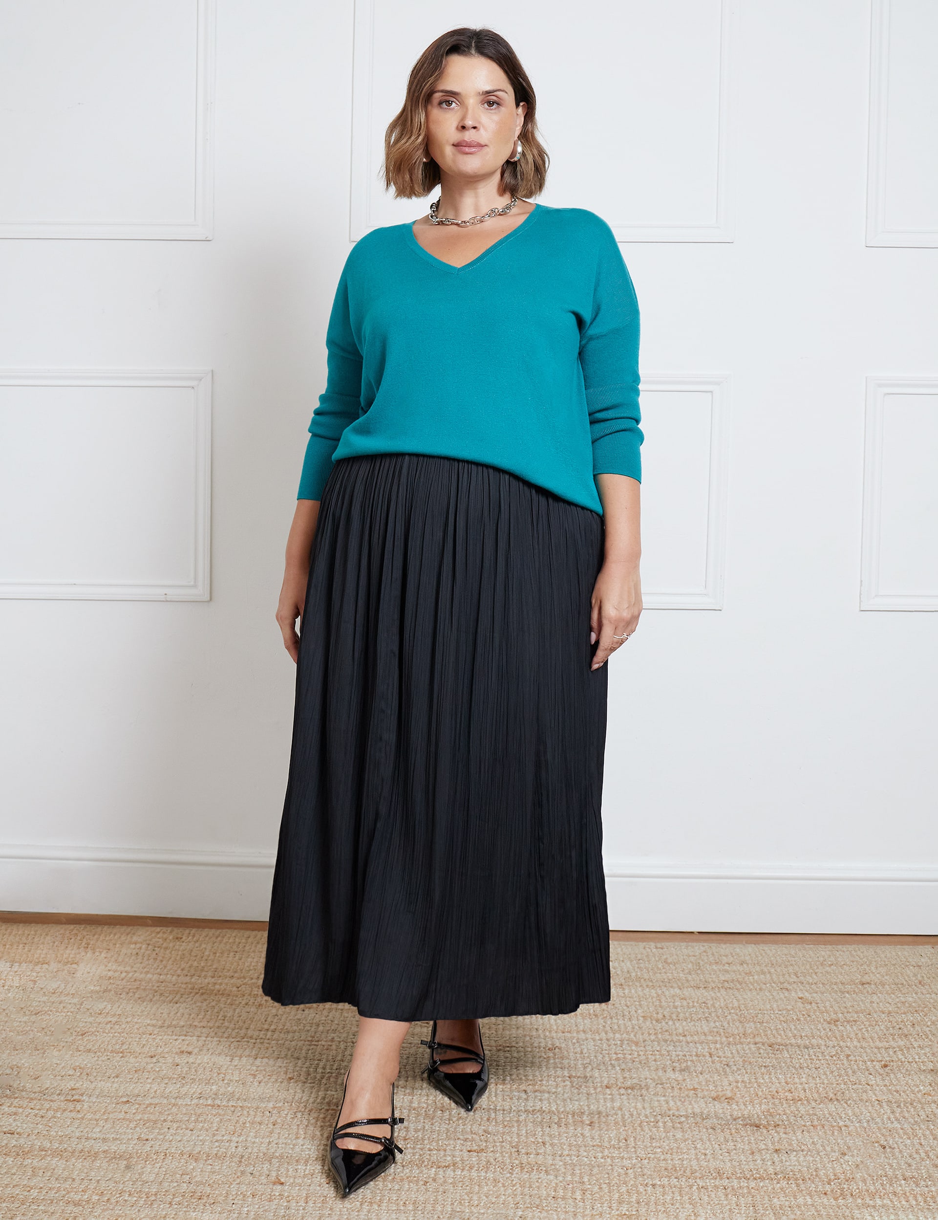 Pleated Midi Skirt Live Unlimited London M S