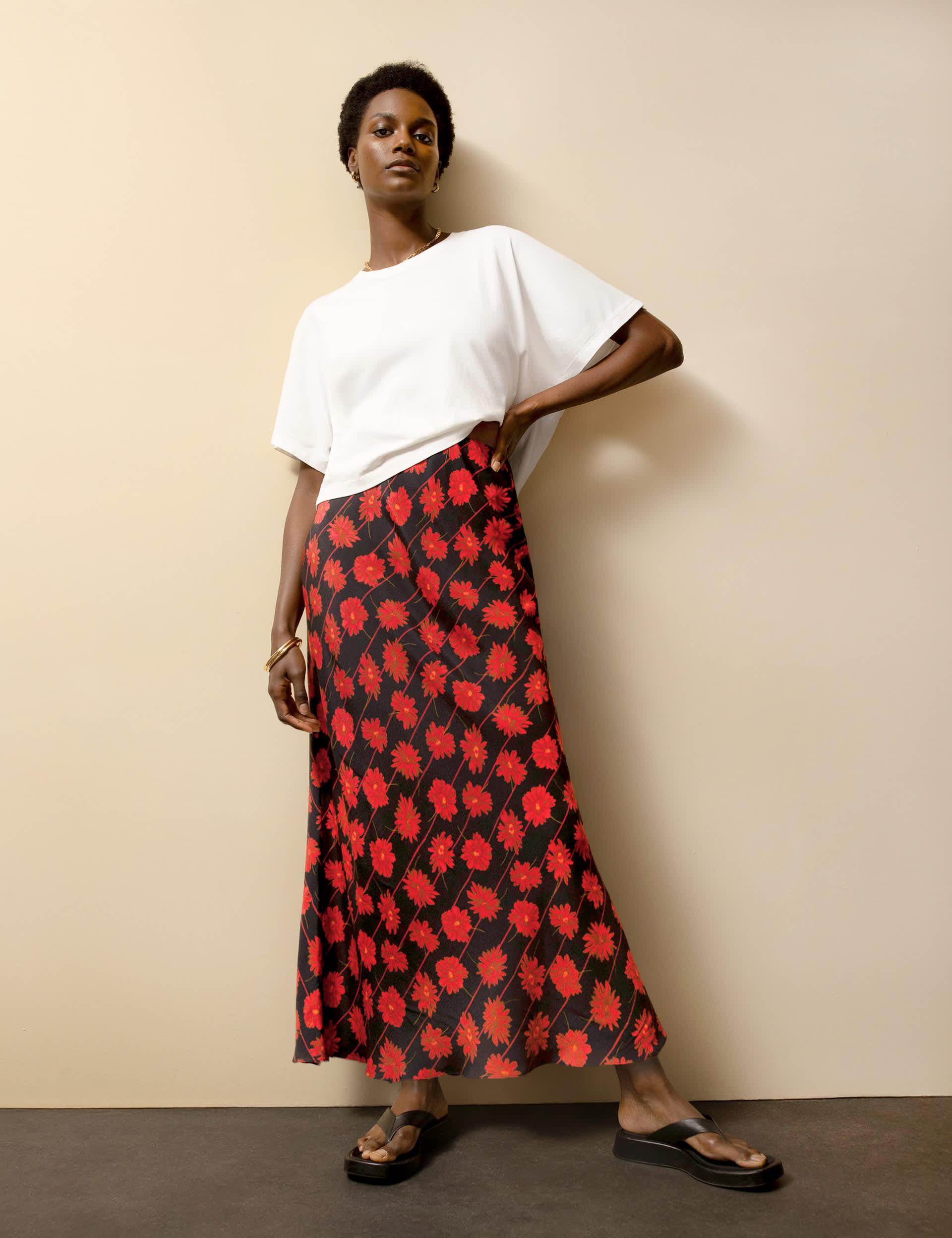 Floral Maxi Slip Skirt
