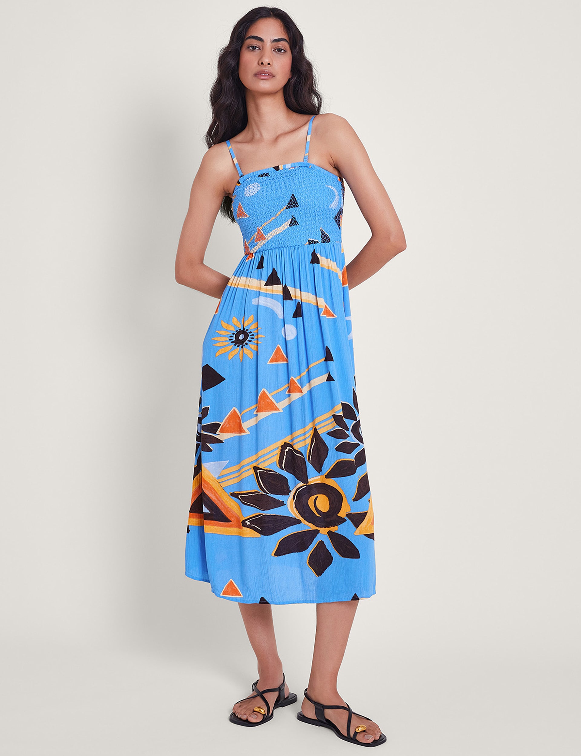 Square neck midi skater dress hot sale