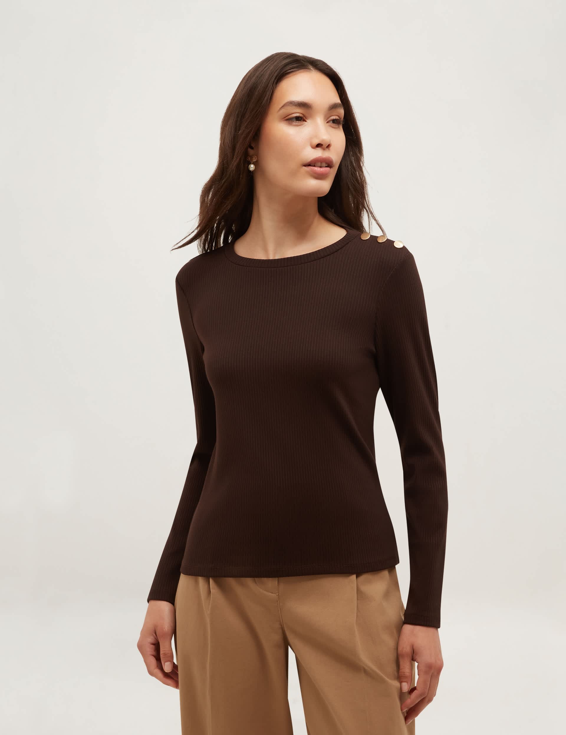 Cotton Rich Button Detail Relaxed Top