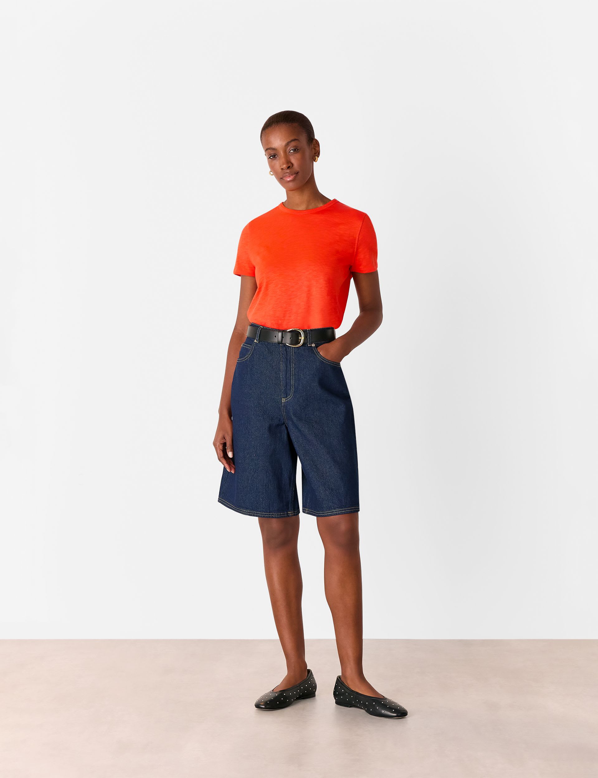 Cotton Rich Double Trim Crew Neck T Shirt