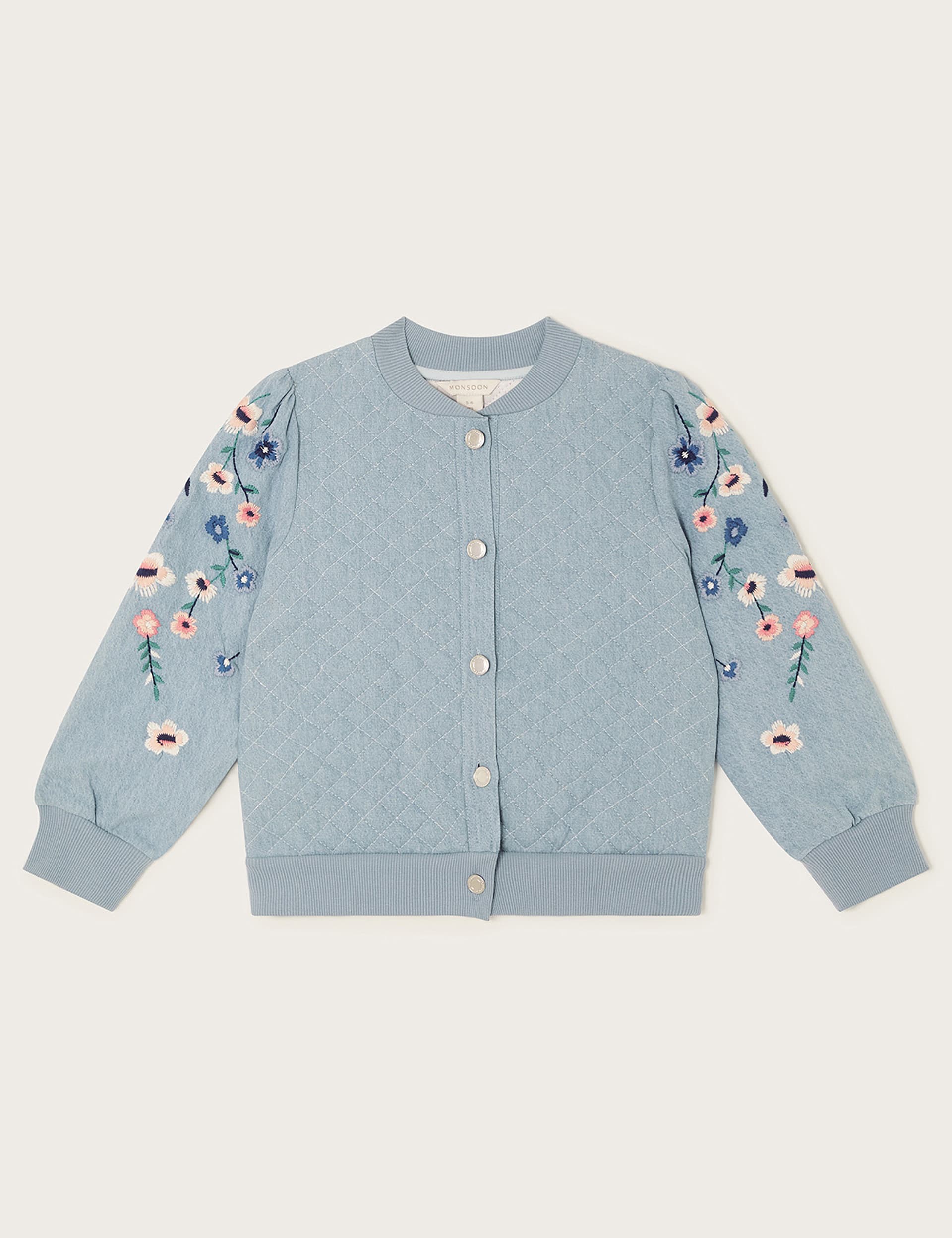 Pure Cotton Floral Embroidered Bomber (3-15 Yrs) | Monsoon | M&S 