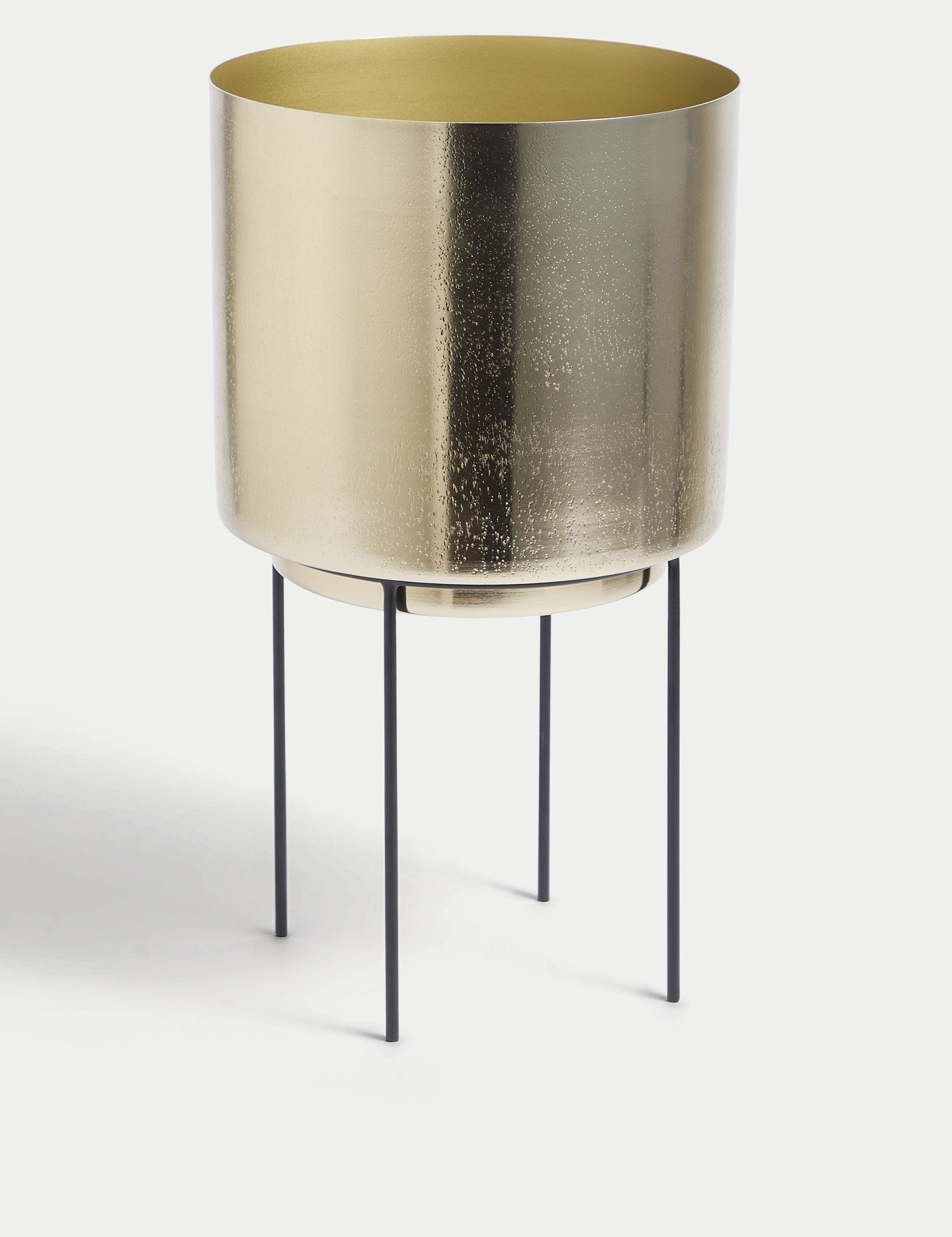 Large Textured Gold Planter with Stand