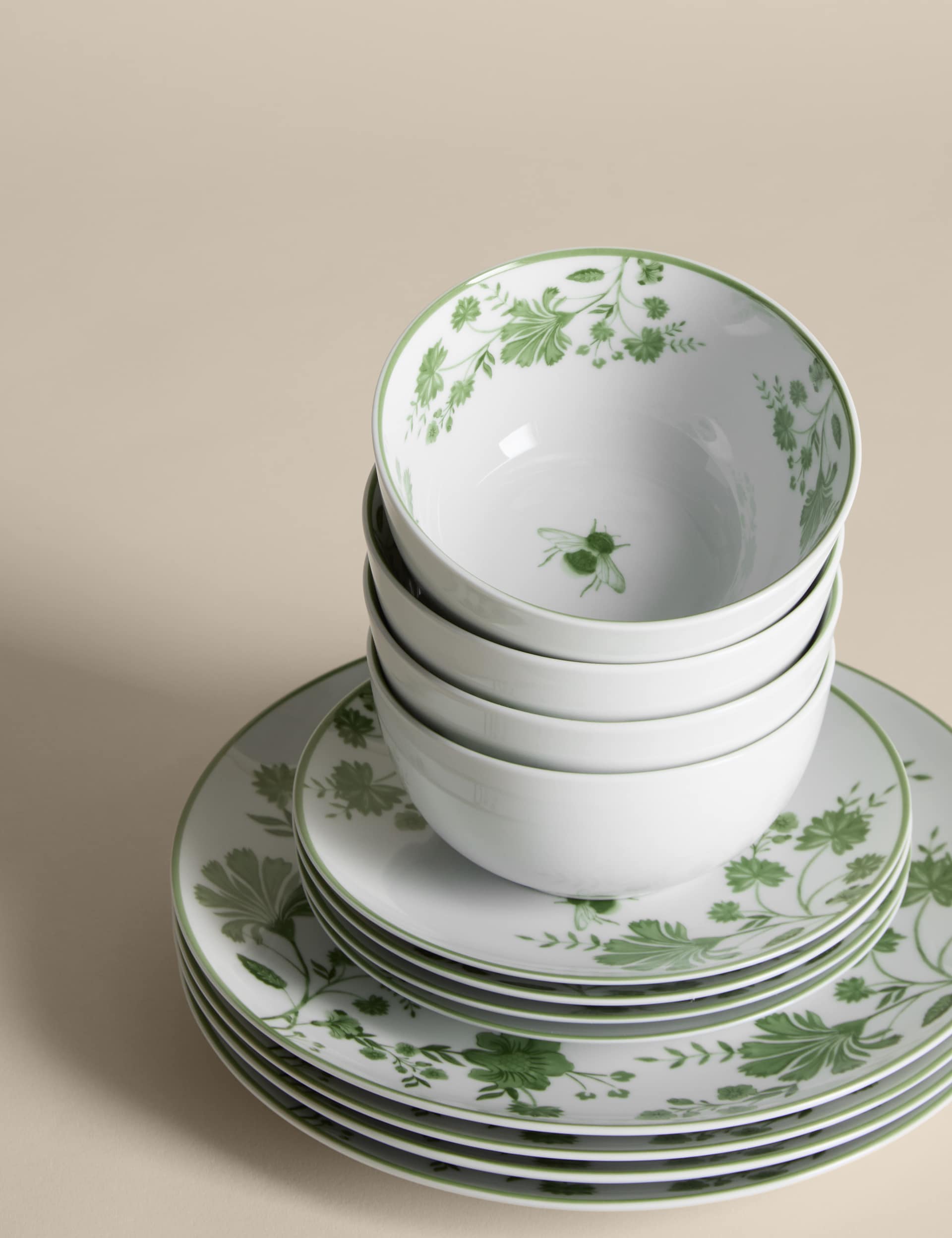 12 Piece Floral Bee Dinner Set