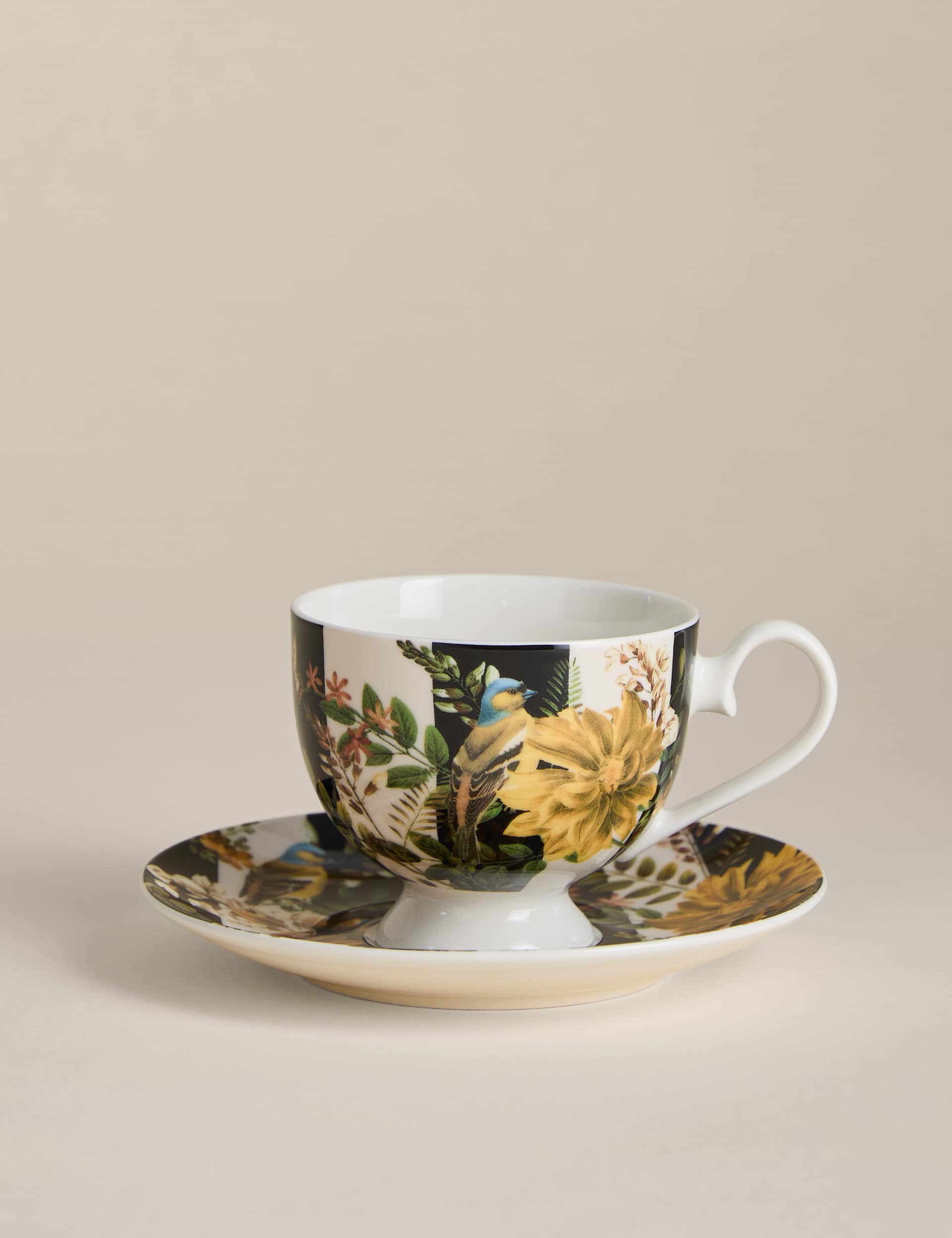 Striped Floral Cup & Saucer
