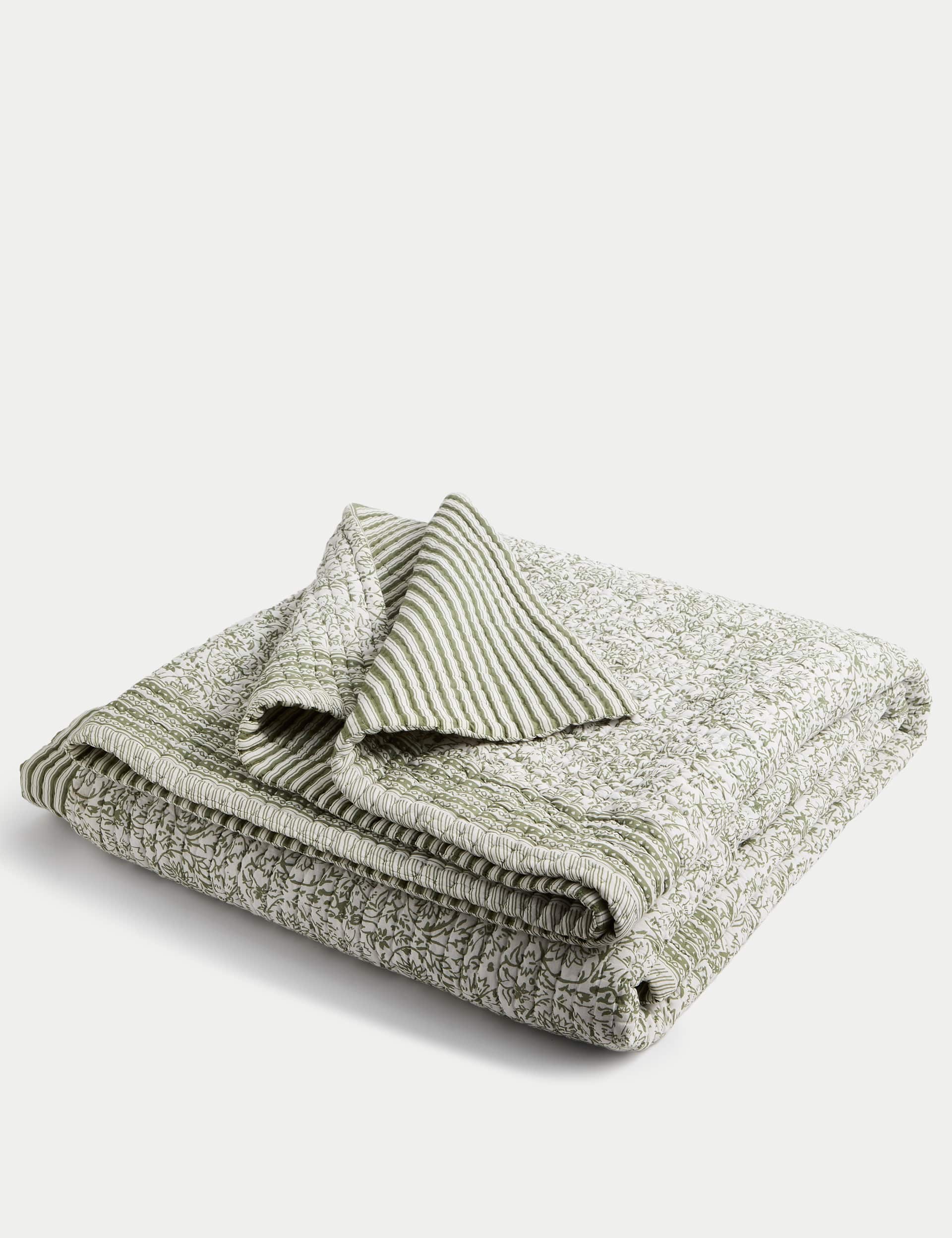 Pure Cotton Floral Striped Bedspread
