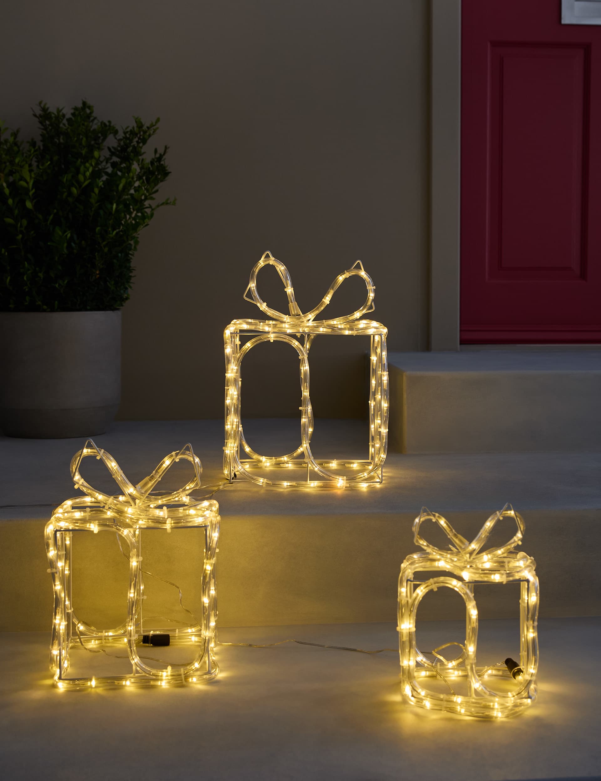 Set of 3 Light Up Christmas Gift Boxes