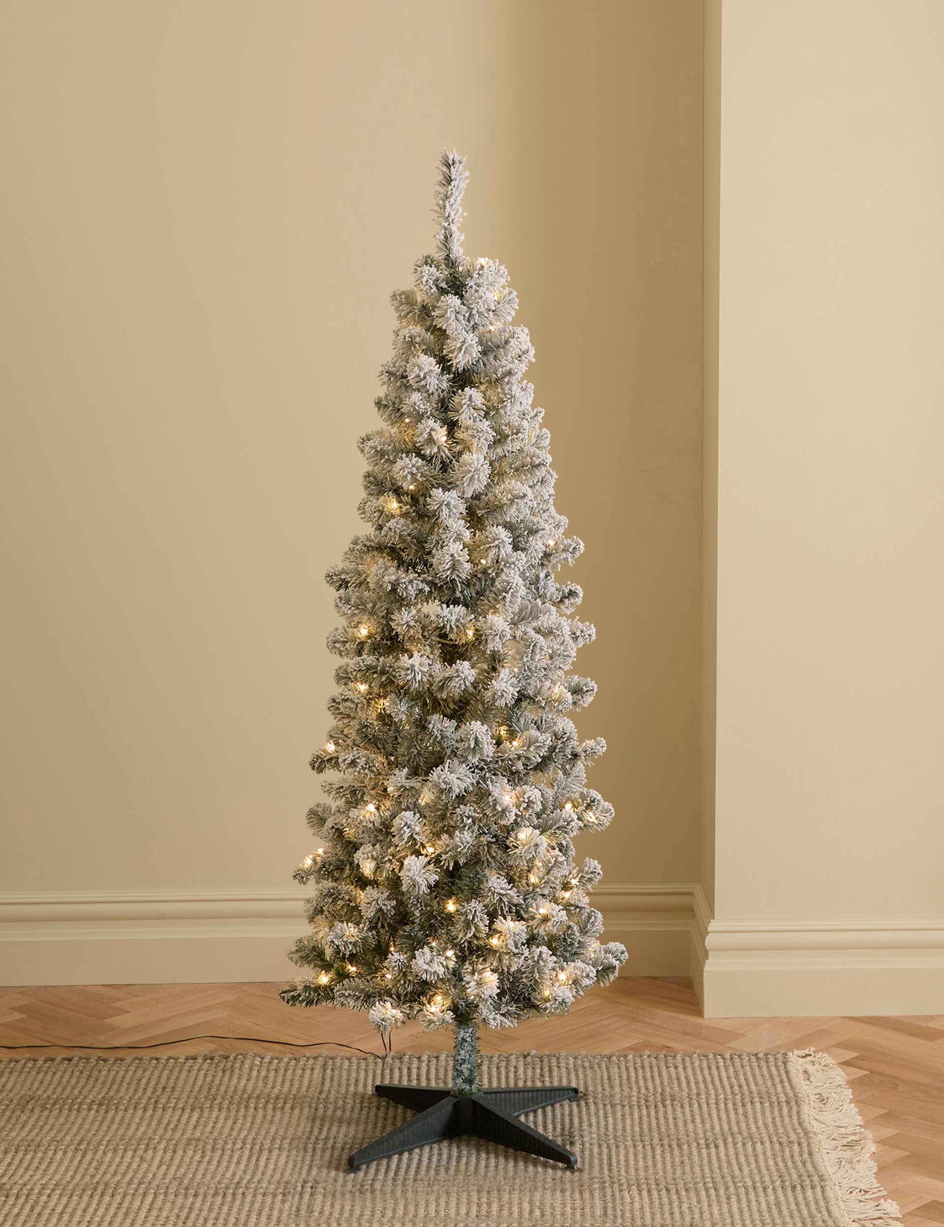 6ft Pre-Lit Slim Snowy Christmas Tree