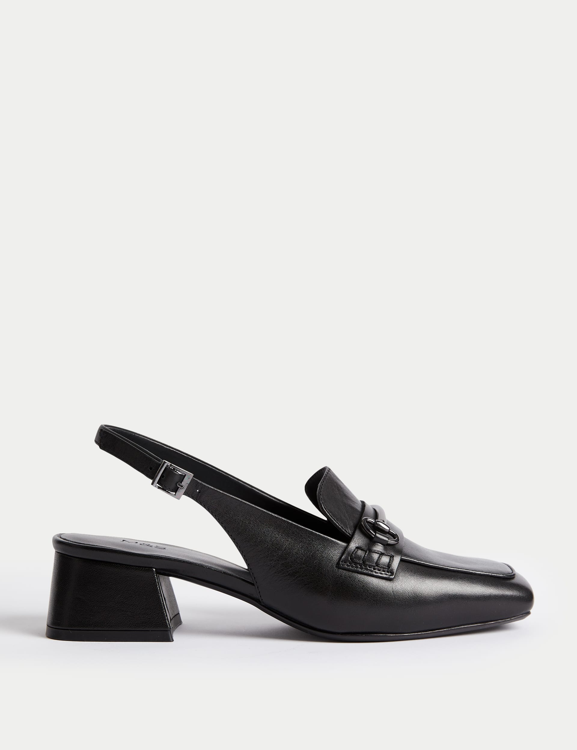Patent Leather Block Heel Slingback Shoes M S Collection M S