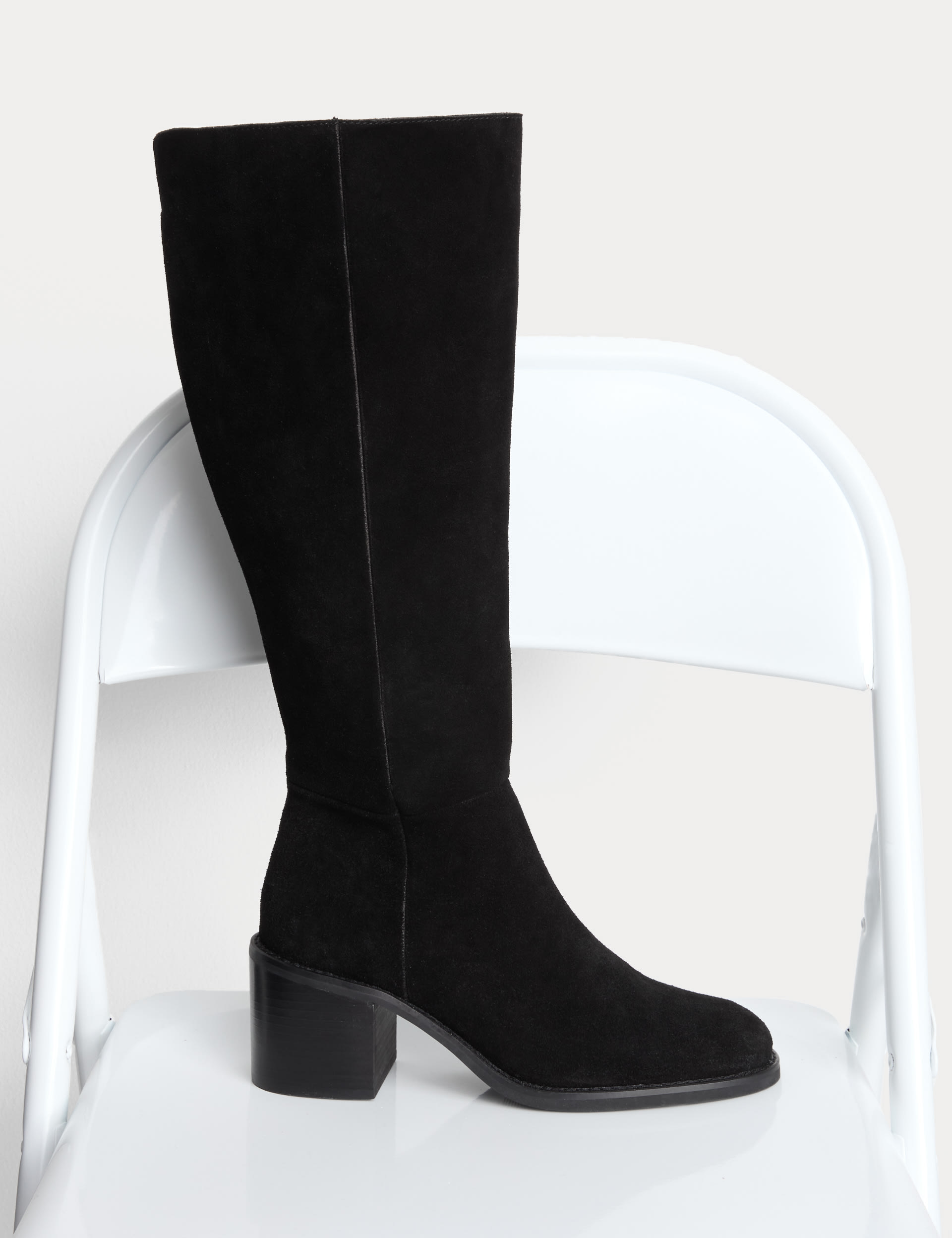 Over the knee black suede boots shops with heel