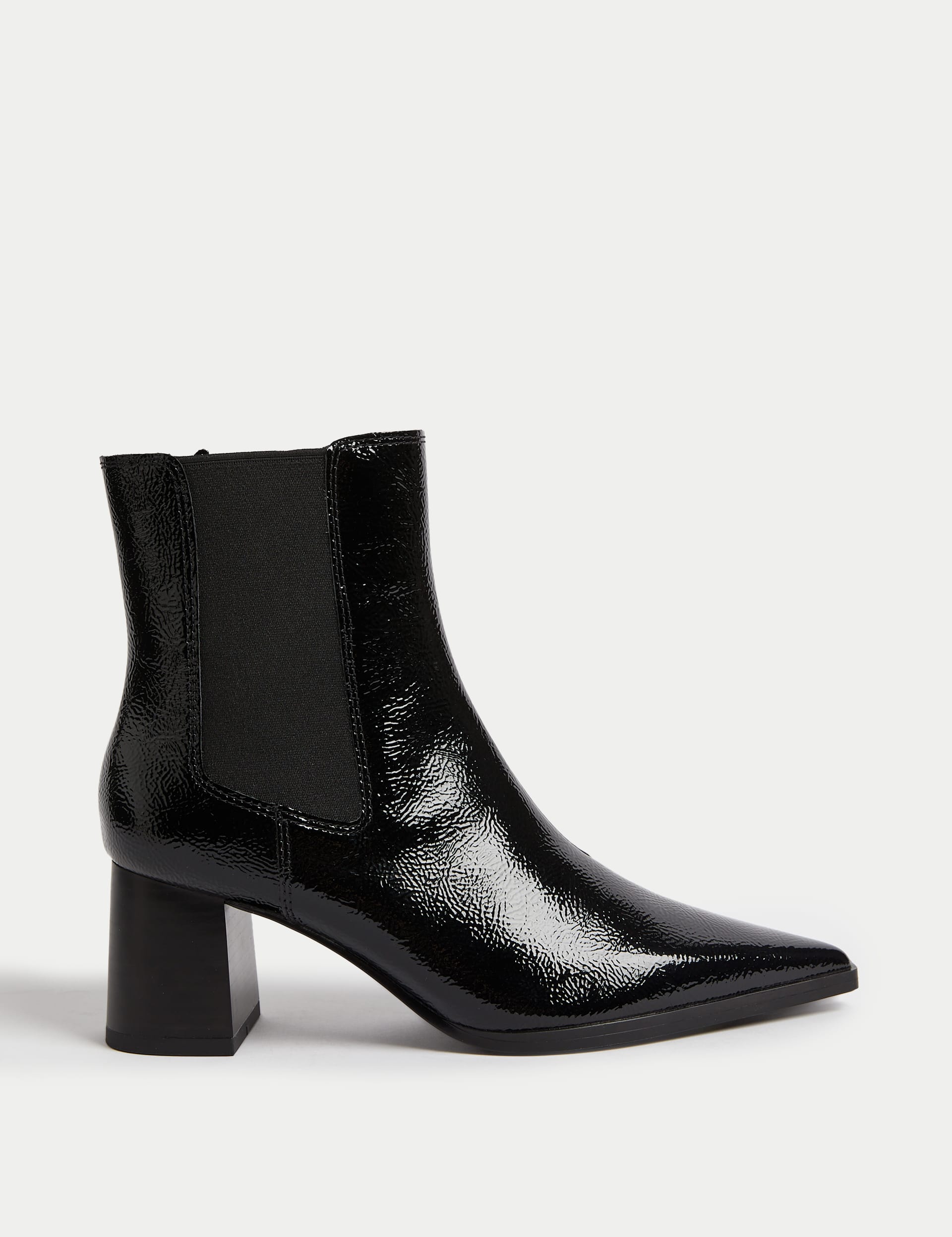 Patent Leather Chelsea Block Heel Boots M S Collection M S