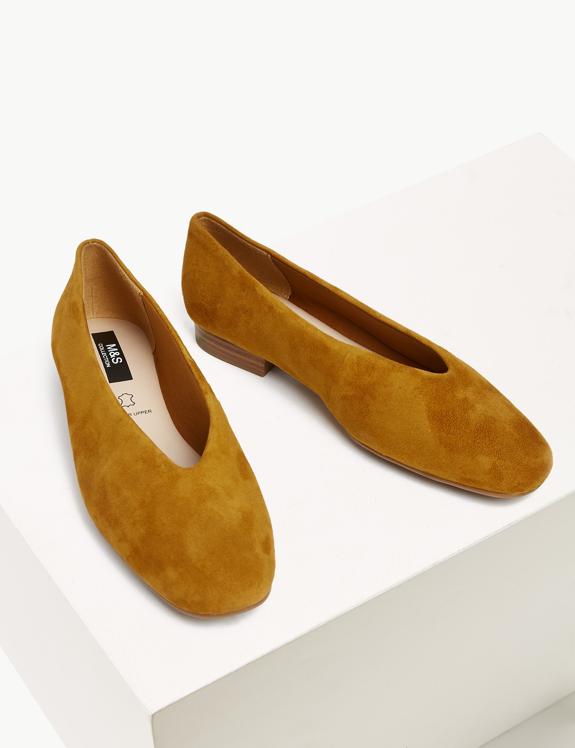 High Cut Suede Ballet Pumps M S Collection M S