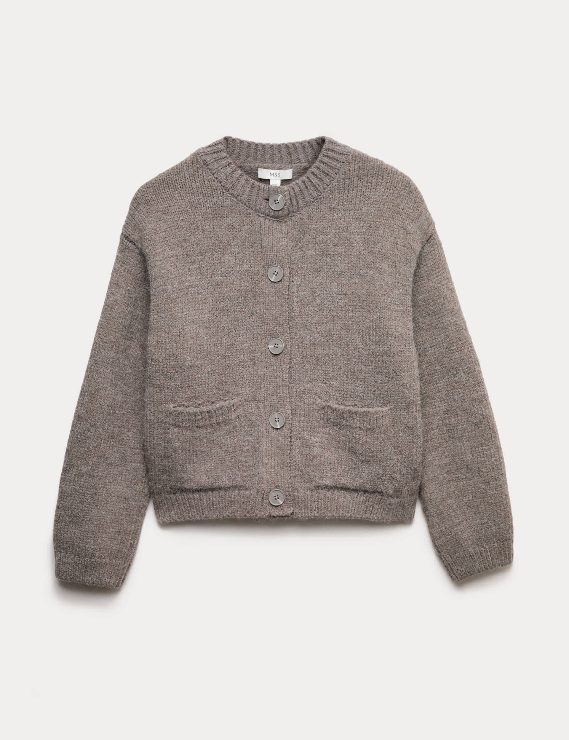 Crew Neck Pocket Detail Cardigan