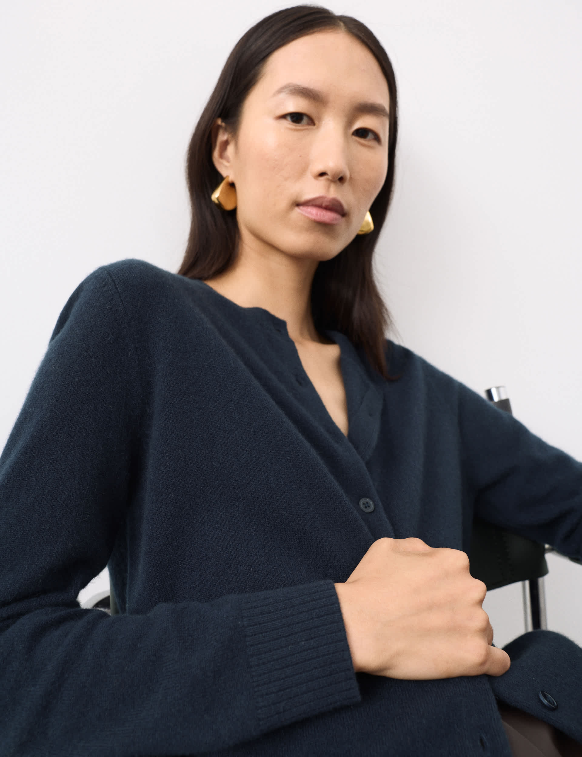 Pure Cashmere Crew Neck Relaxed Cardigan