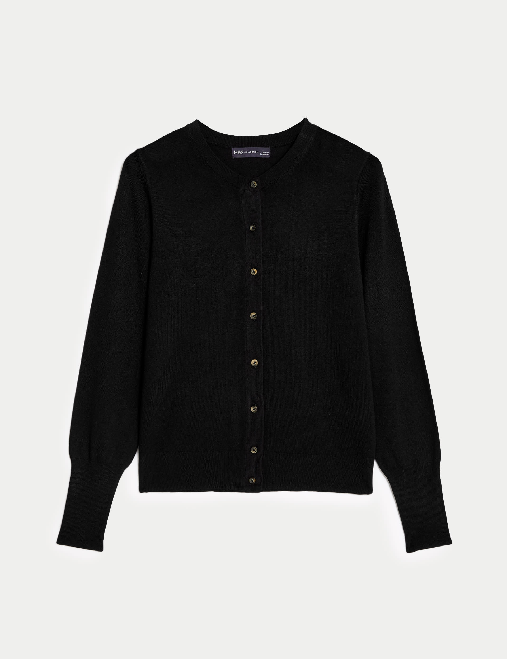 Crew Neck Button Front Cardigan | M&S Collection | M&S