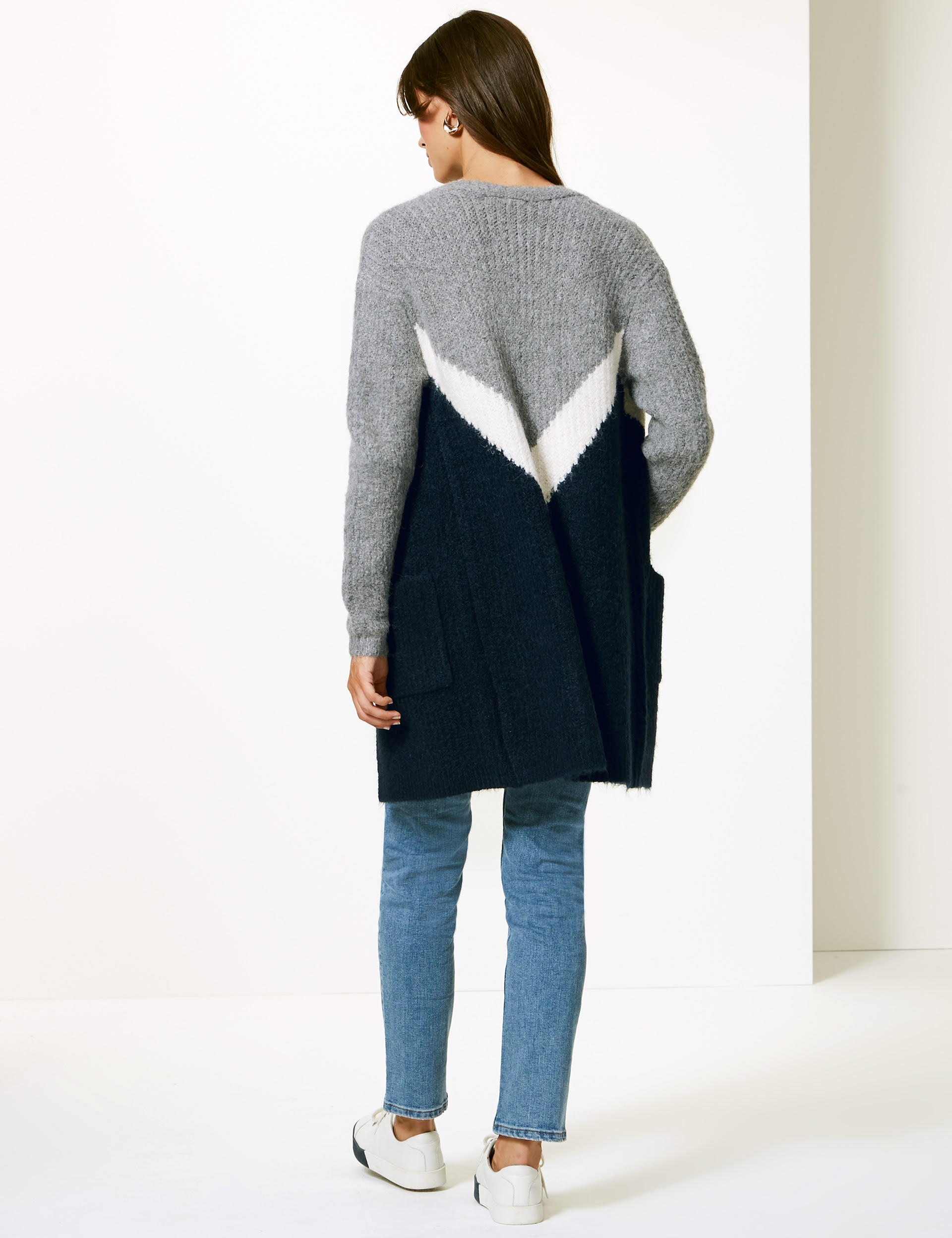 Colour Block Longline Cardigan M S Collection M S