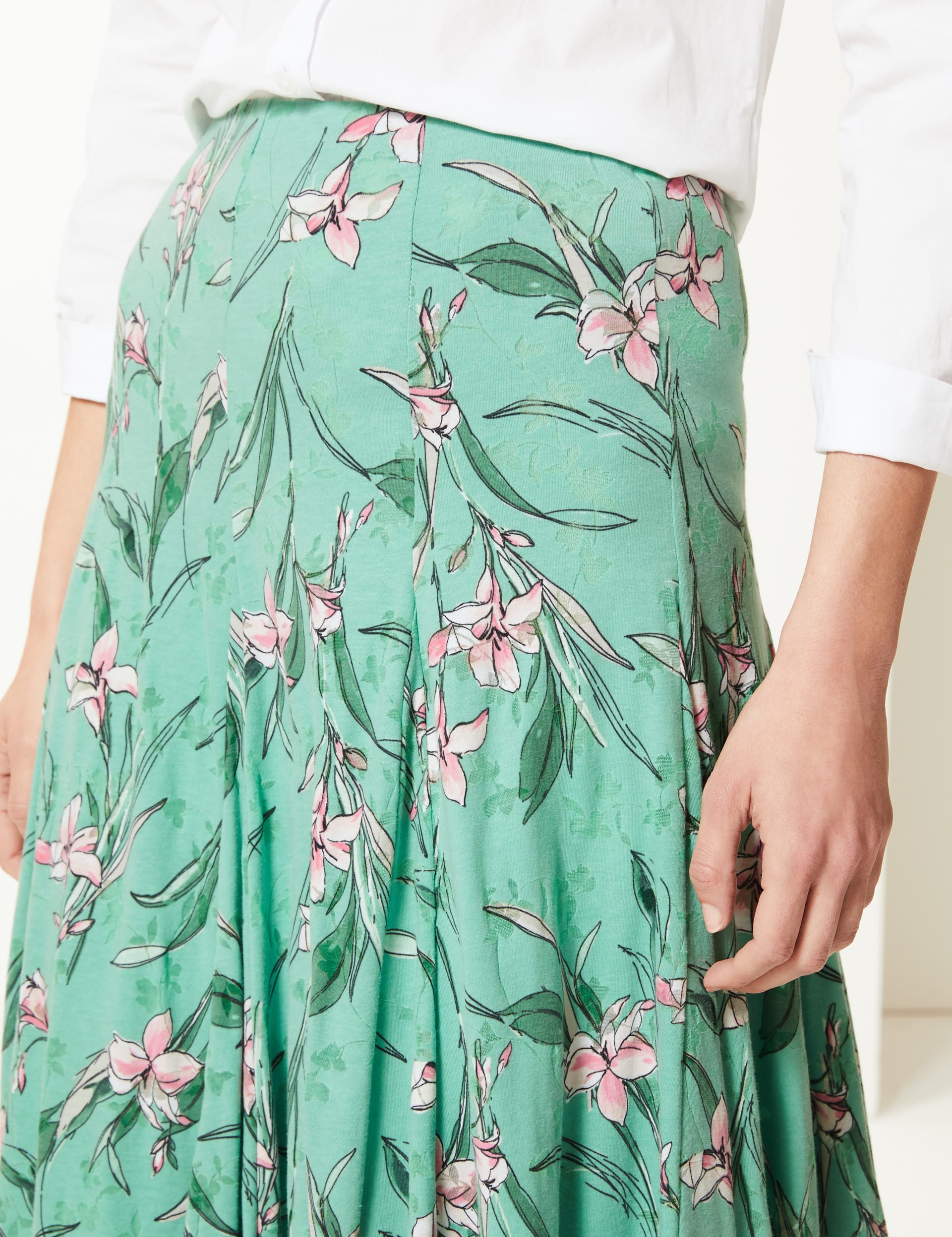 Floral Print Jersey Fit Flare Skirt M S Collection M S