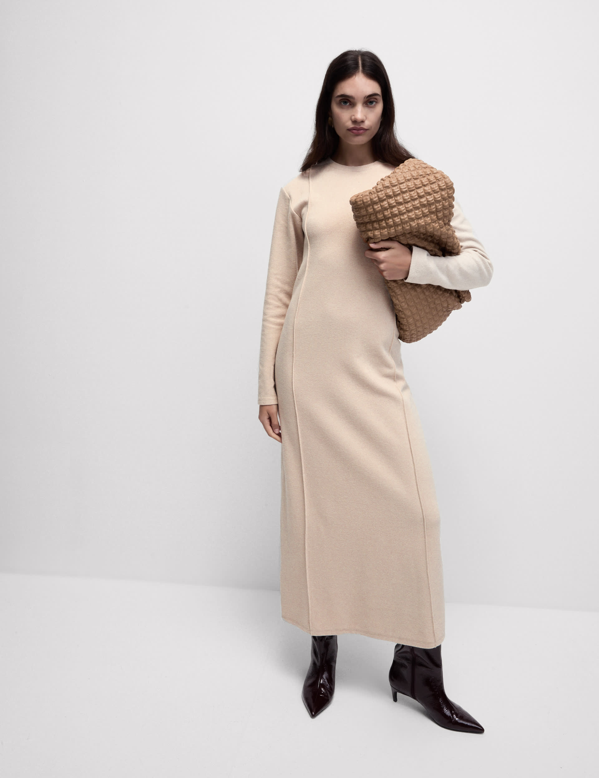Jersey Round Neck Midi Column Dress M S Collection M S