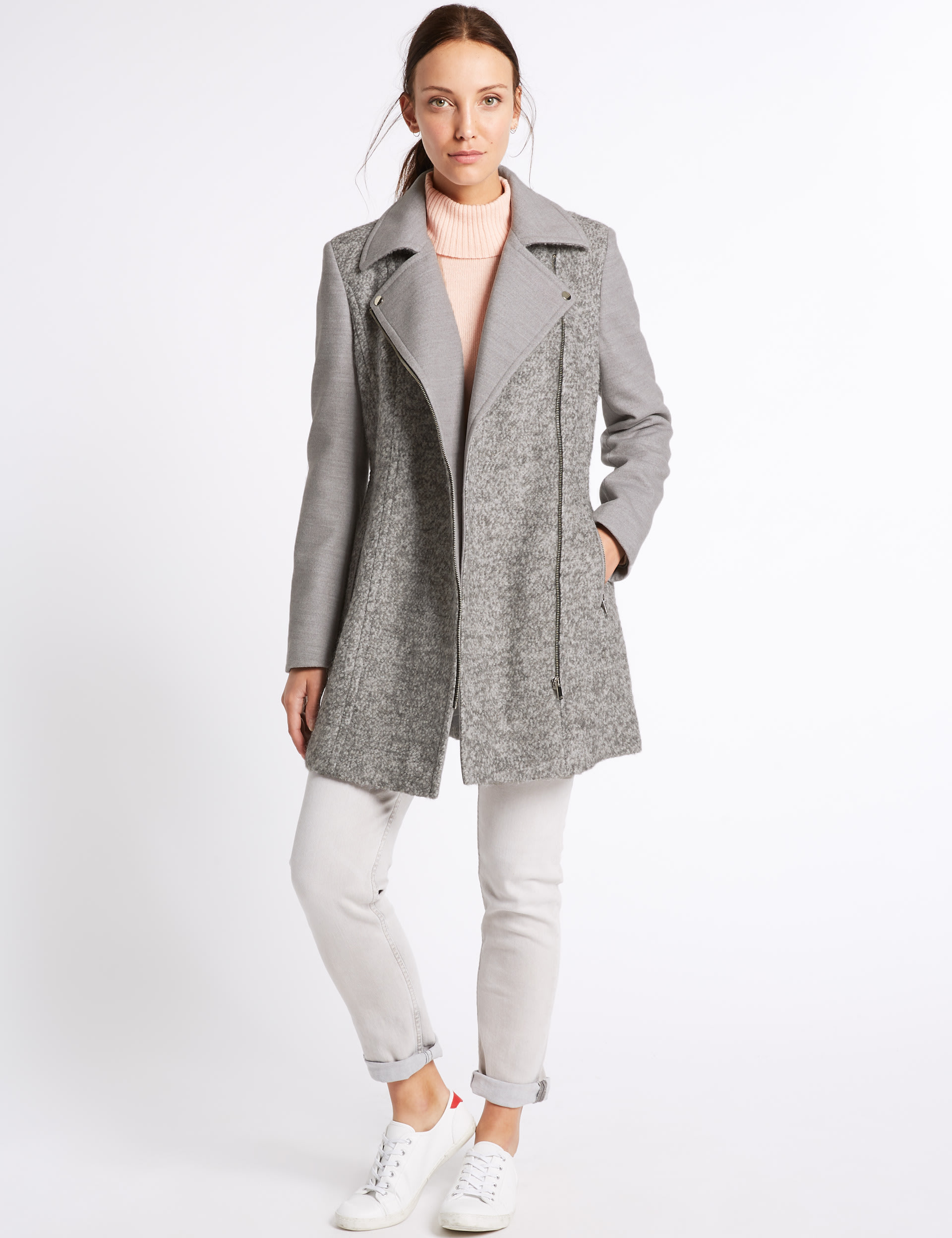 PETITE Wool Blend Boucle Coat M S Collection M S