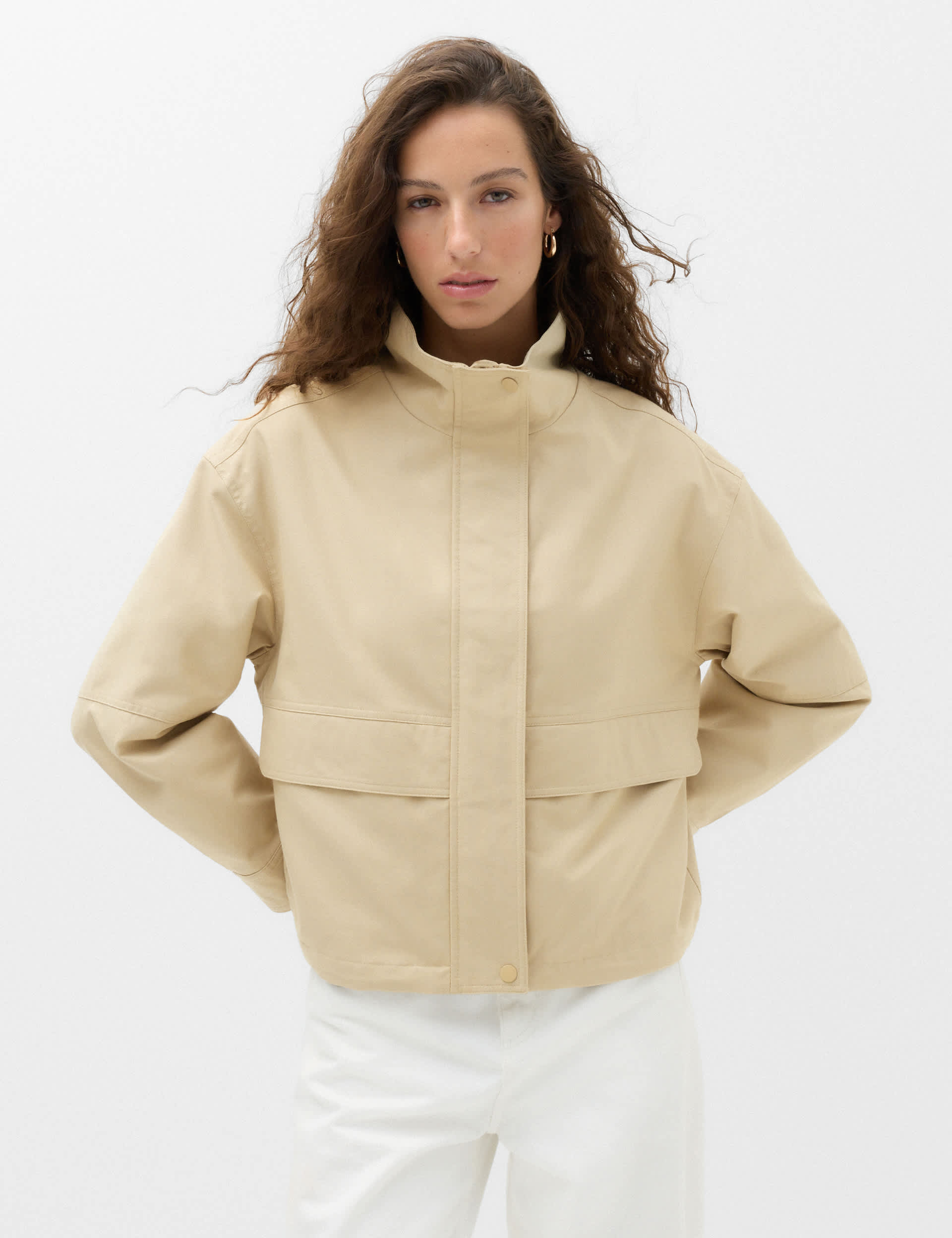 Cotton Rich Funnel Neck Parka Coat
