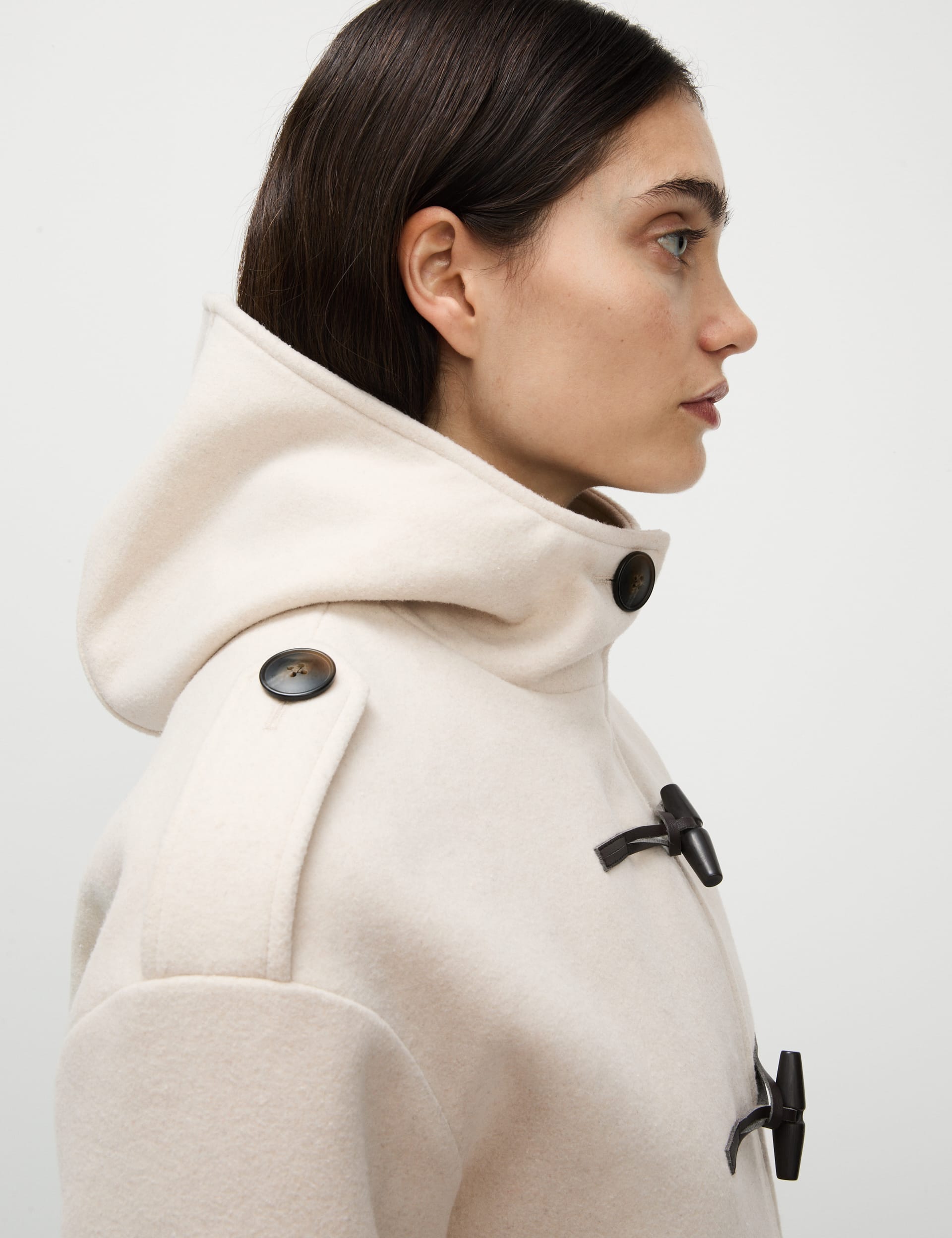 Wool Blend Hooded Short Duffle Coat M S Collection M S