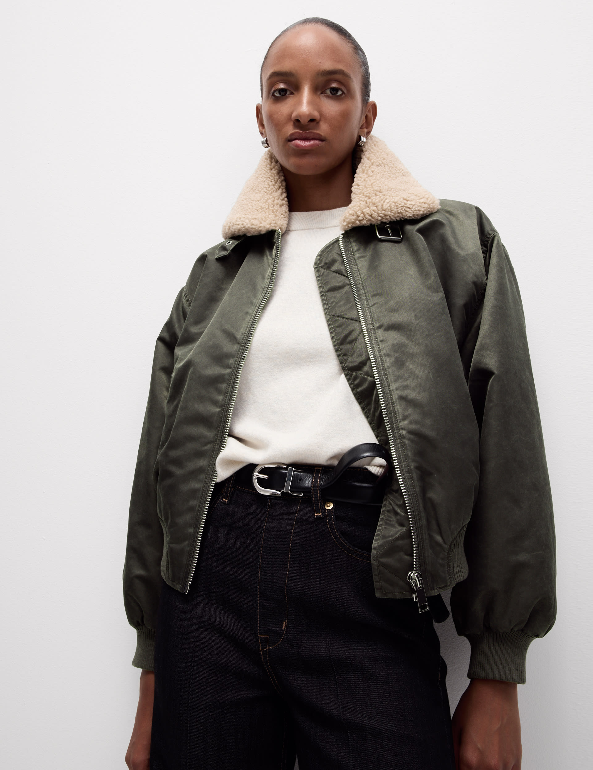 Borg collar bomber jacket hot sale