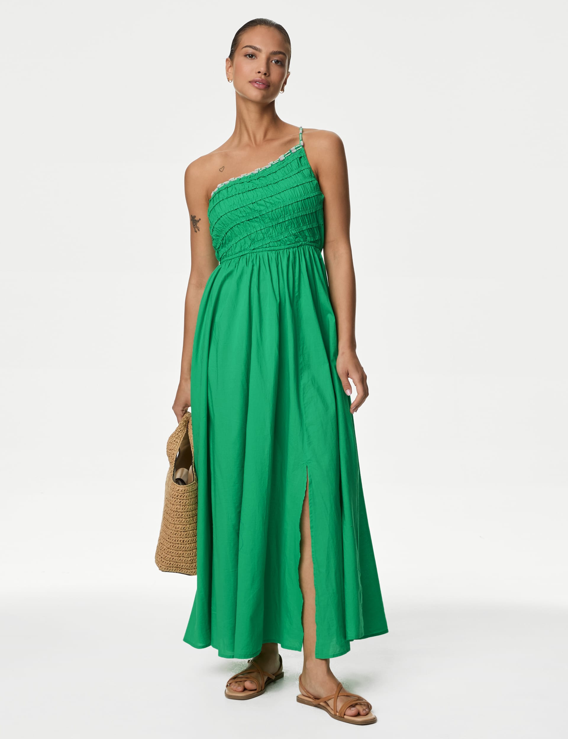 Pure Cotton Beaded Midaxi Beach Dress | M&S Collection | M&S